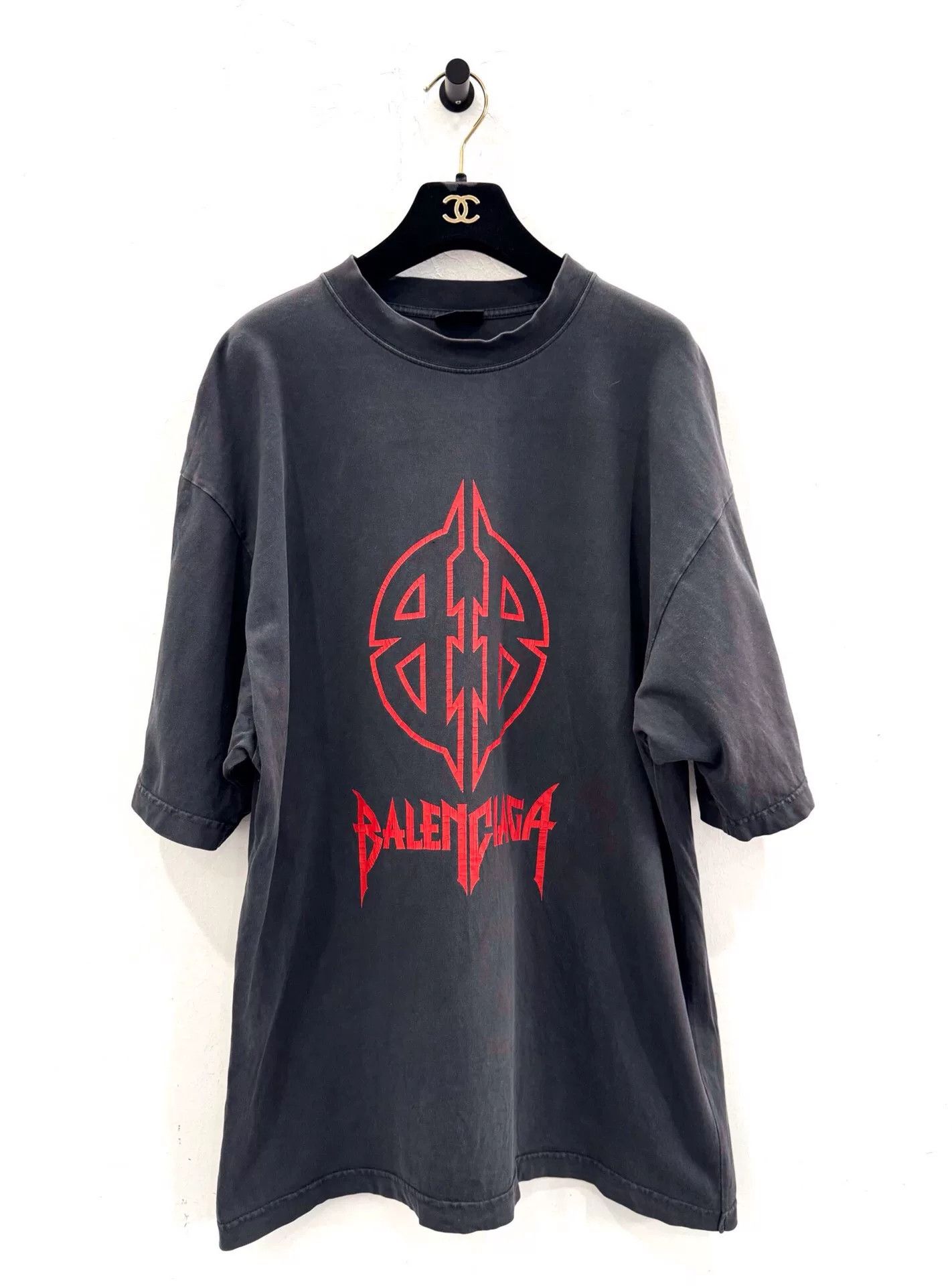 Balenciaga Balenciaga Red Double B Logo Black Tee Size US S / EU 44-46 / 1 - 1 Thumbnail