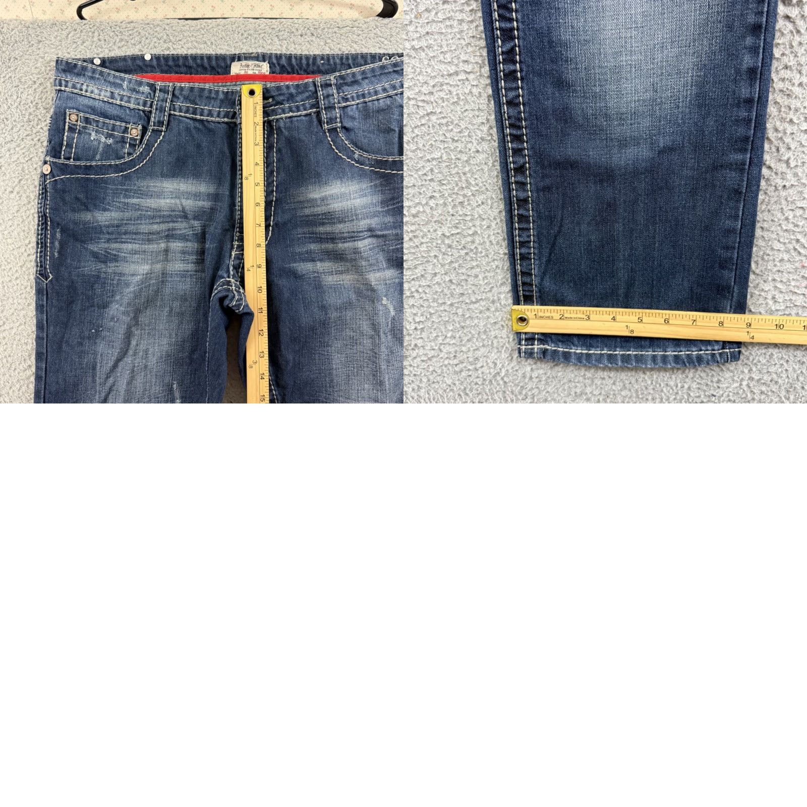Denime Antique Rivet Jeans 38x30 Blue Bootcut Denim Western 5-Pocket Regular Mens Capable Distressed Size US 38 / EU 54 - 9 Thumbnail