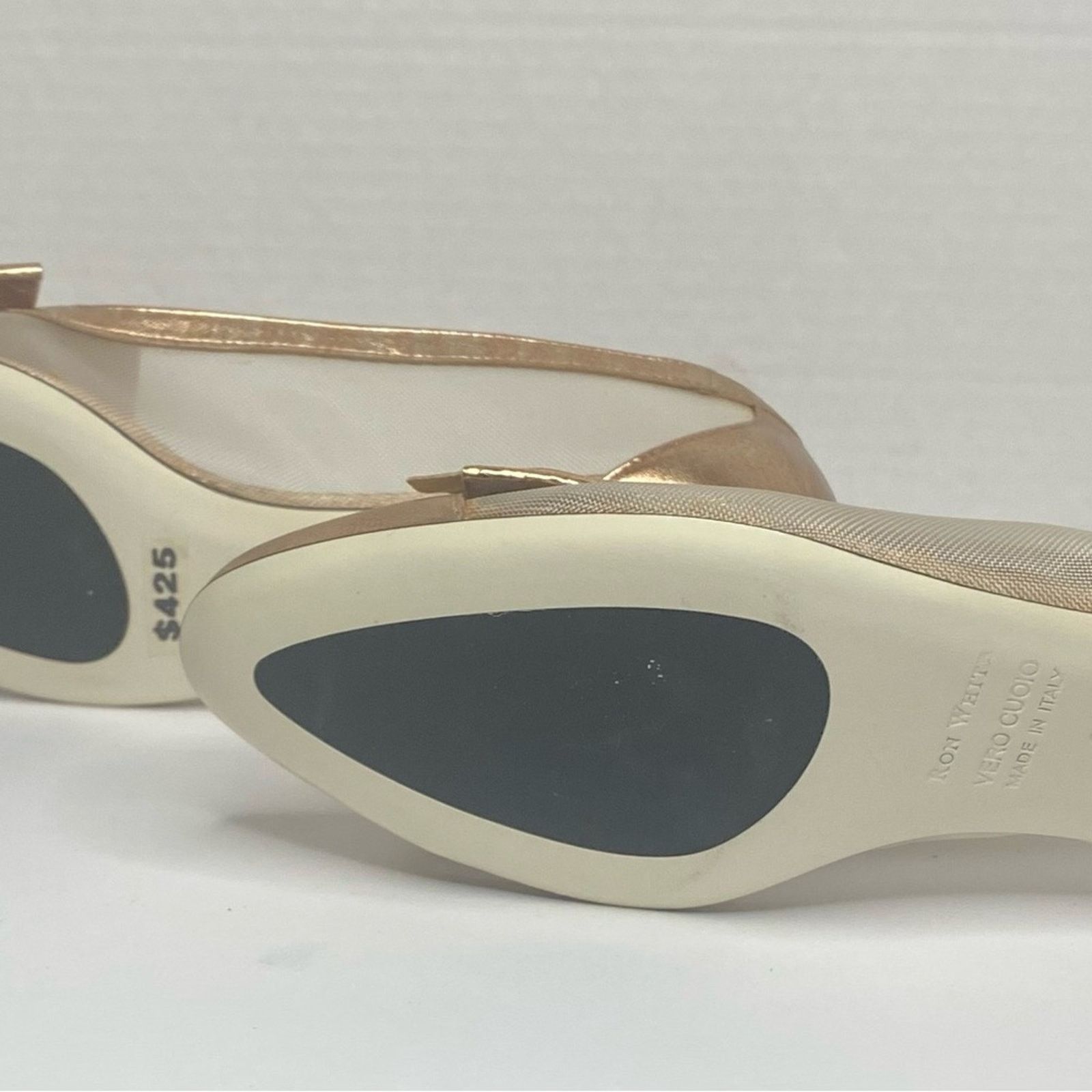 Ron White Ron White Rose gold flat with mesh sides and bow Size US 7 / IT 37 - 3 Thumbnail