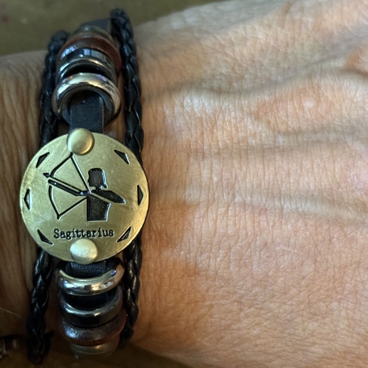 Other Unisex multi strand braided leather Sagittarius bracelet Size ONE SIZE - 3 Thumbnail