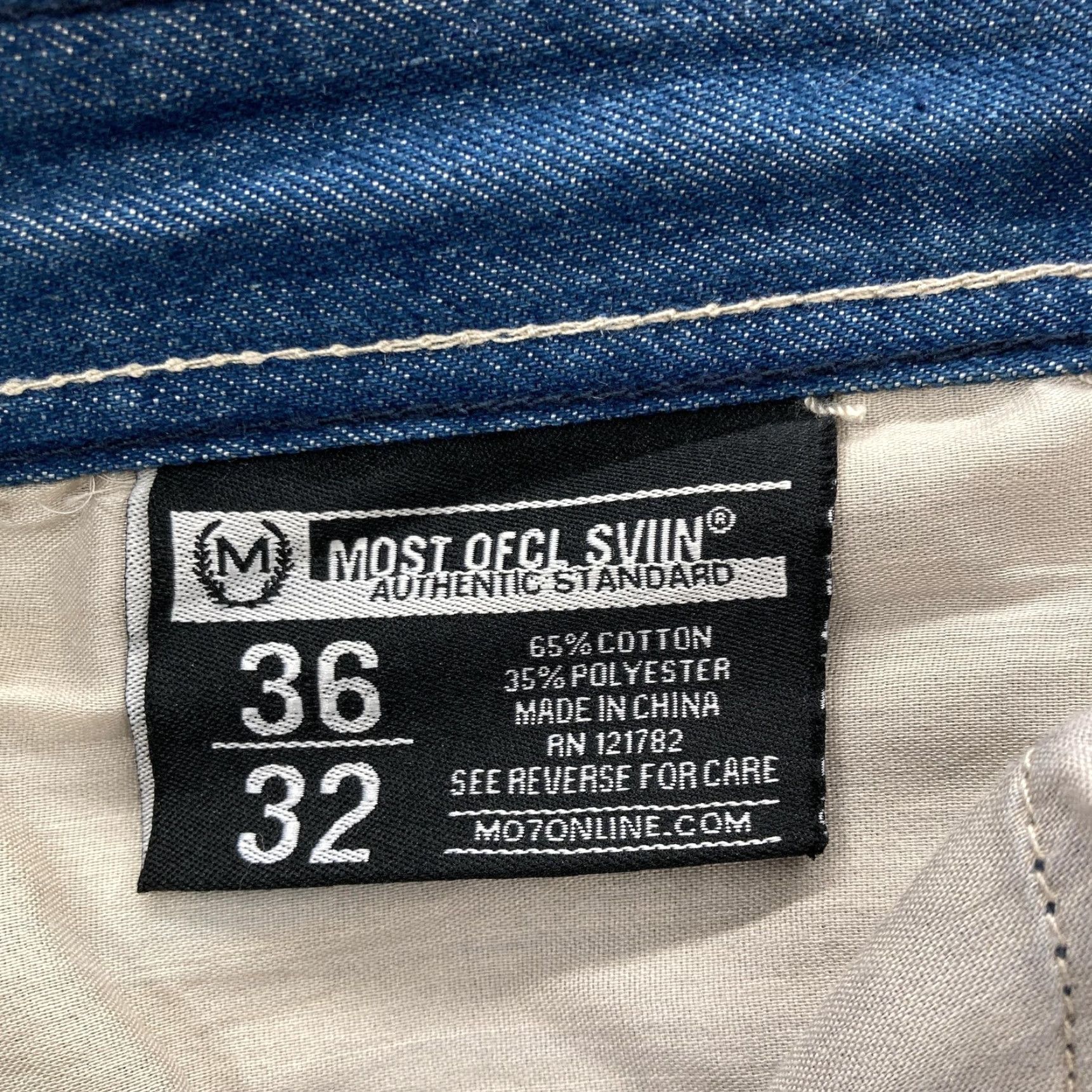 Denime Most Ofcl Sviin Jeans Mens 36x32 Blue Standard Straight Fit Denim 5 Pocket MO7 Size US 36 / EU 52 - 6 Thumbnail