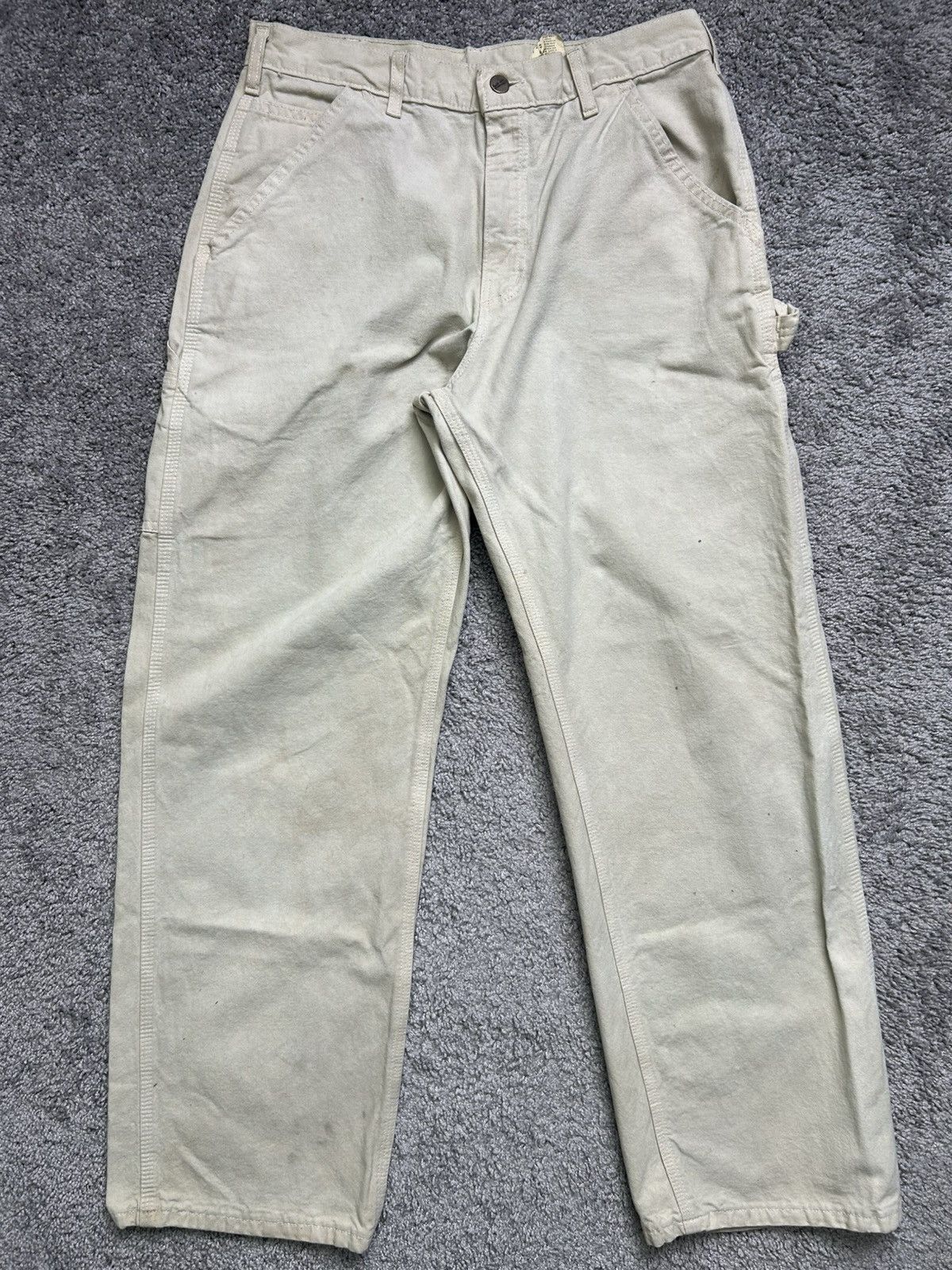 Carhartt Vintage 90s Carhartt Work Pants Leather Made in USA Cargo Size US 31 - 1 Thumbnail