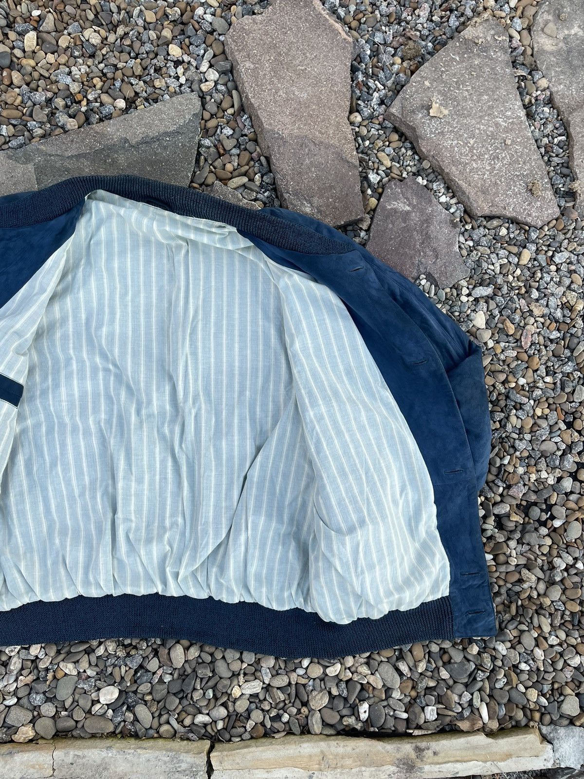 Hugo Boss × Vintage 90’s Boss Luxury navy suede bomber jacket vintage leather Size US L / EU 52-54 / 3 - 13 Thumbnail
