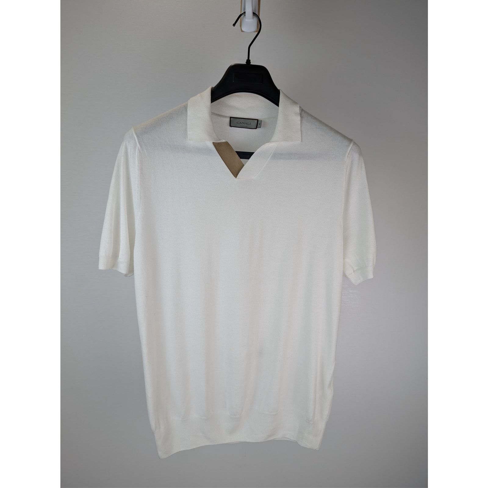 Brunello Cucinelli o1rshd1 CC20 Knited Polo Shirt in White Size US M / EU 48-50 / 2 - 1 Thumbnail