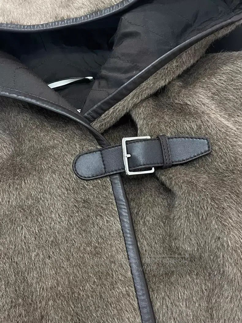 Hermes Hermes Khaki Alpaca and Leather Hooded Jacket Size XS / US 0-2 / IT 36-38 - 2 Thumbnail