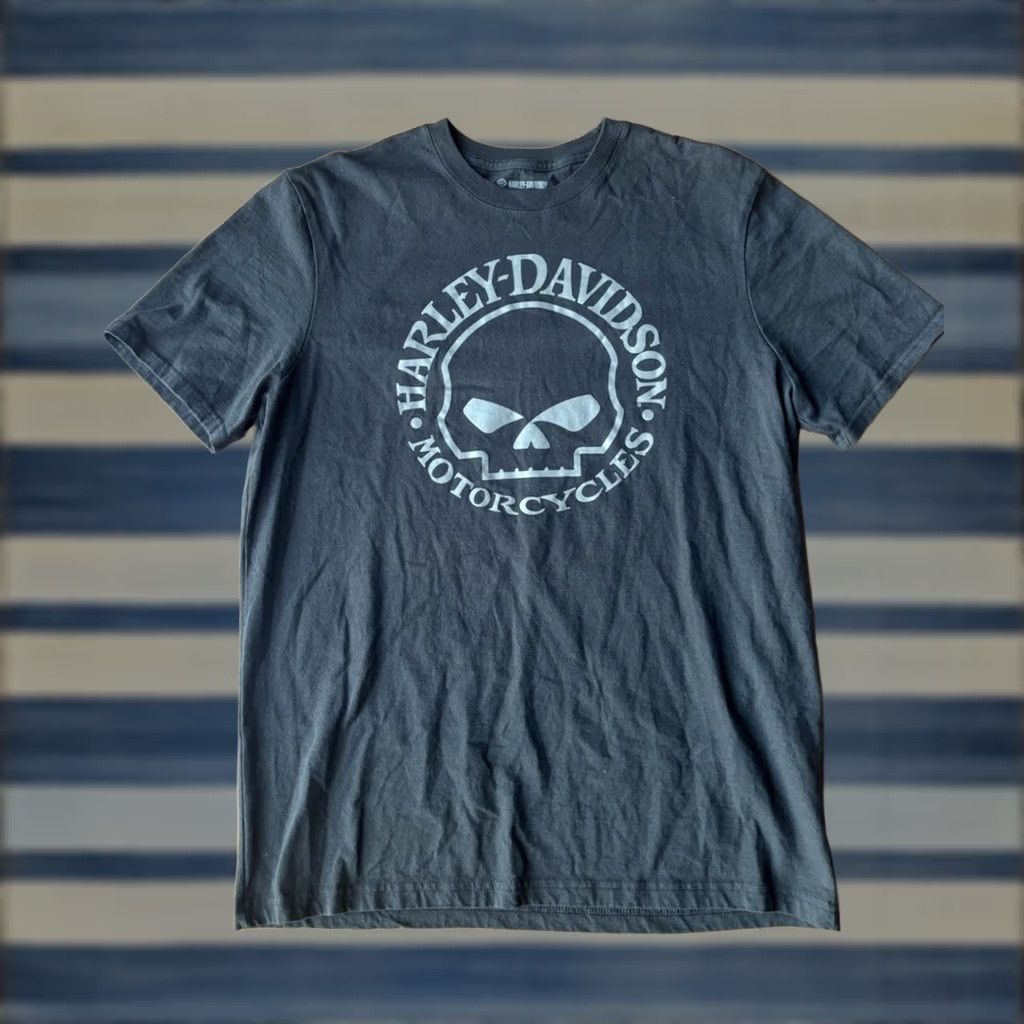 Harley Davidson VINTAGE Harley-Davidson T-Shirt Skull Graphic Print Short Sleeve Black Large Mens Grunge Y2K Motorcycle Biker Logo Embroidered Knit Cotton Crew Neck Size US L / EU 52-54 / 3 - 1 Thumbnail