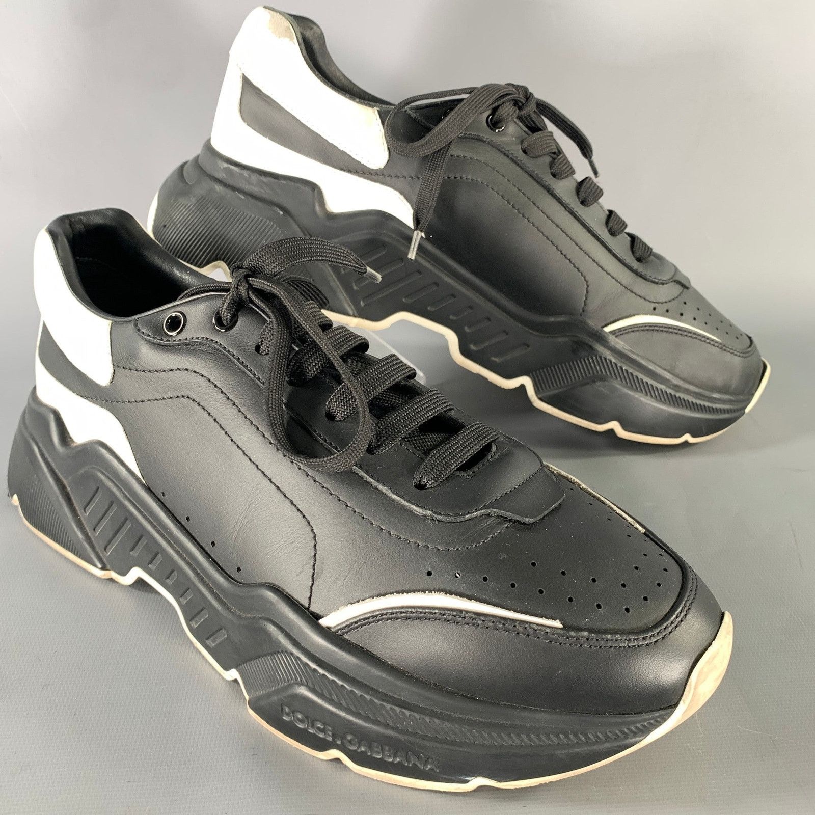 Dolce & Gabbana DOLCE & GABBANA Size 10 Black White Leather Sneakers Size US 10 / EU 43 - 1 Thumbnail