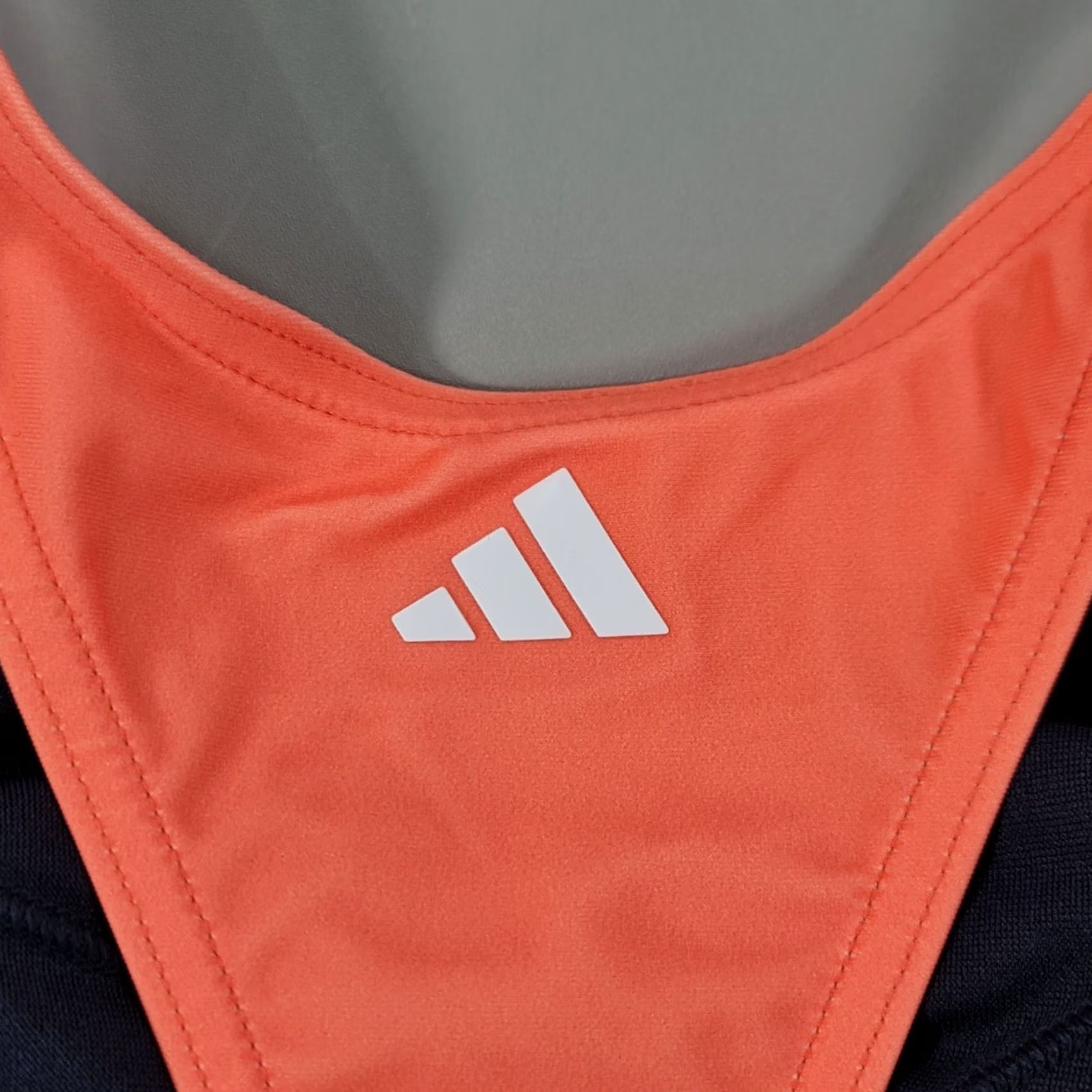 Adidas VINTAGE? Adidas Womens Sports Bra Orange 40 Racer Back Big Logo Padded Size ONE SIZE - 5 Thumbnail