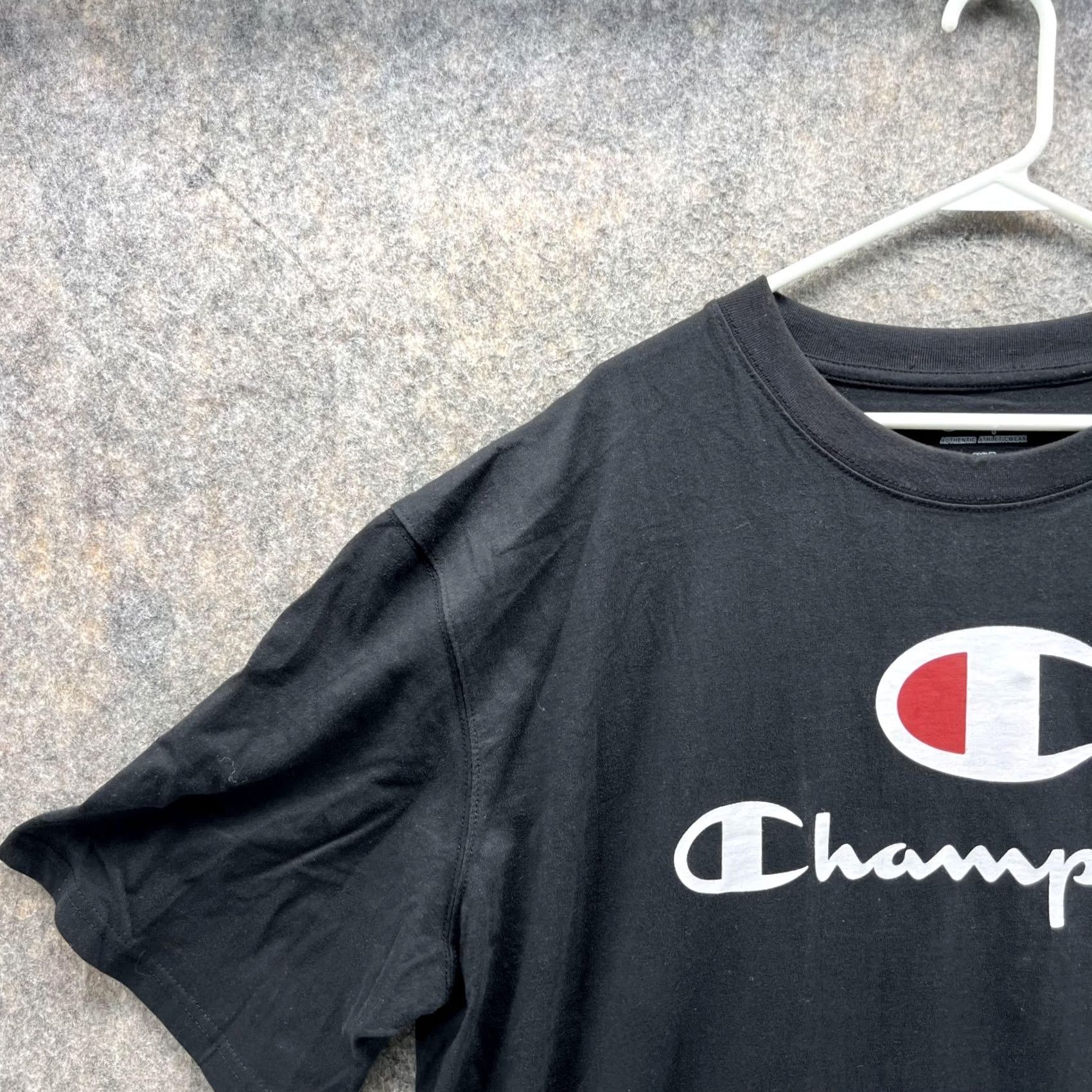 Champion VINTAGE Champion Shirt Mens 2XLT Black Men Adult Crewneck Authentic Casual Logo Cotton vtg Size US XXL / EU 58 / 5 - 3 Thumbnail