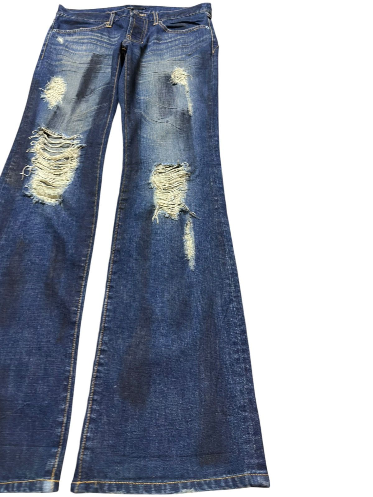 If Six Was Nine Vintage Seil Flare Bootcut Ripped Distressed Denim Size US 31 - 4 Thumbnail