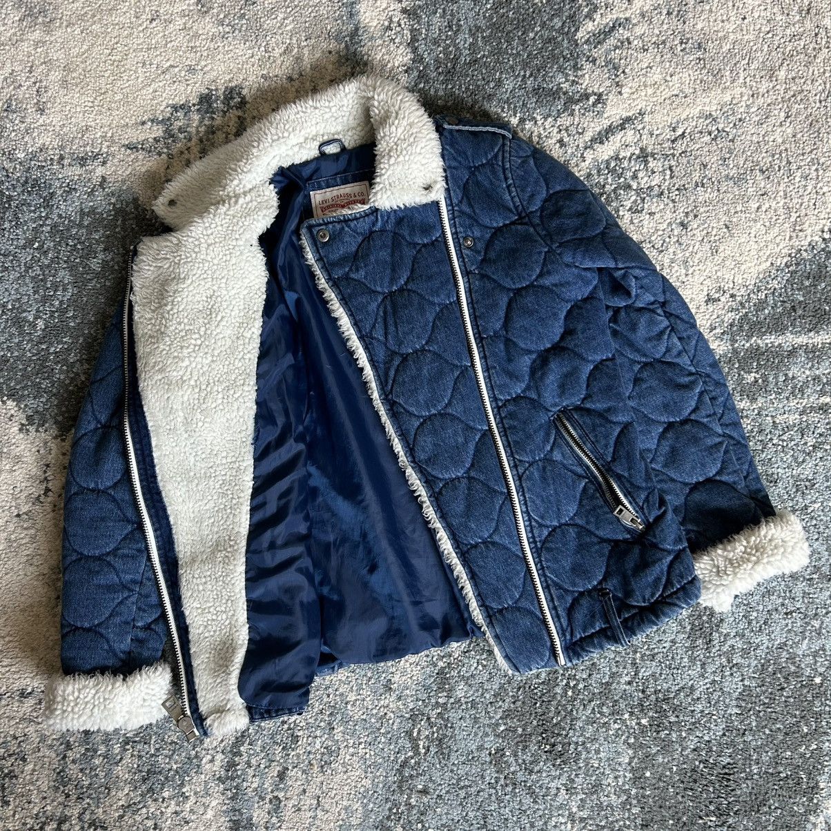 Levi's QUiLTED iNDiGO NATURAL WHiTE SHERPA LiNED TANKER JACKET ZiP Size XS / US 0-2 / IT 36-38 - 16 Thumbnail