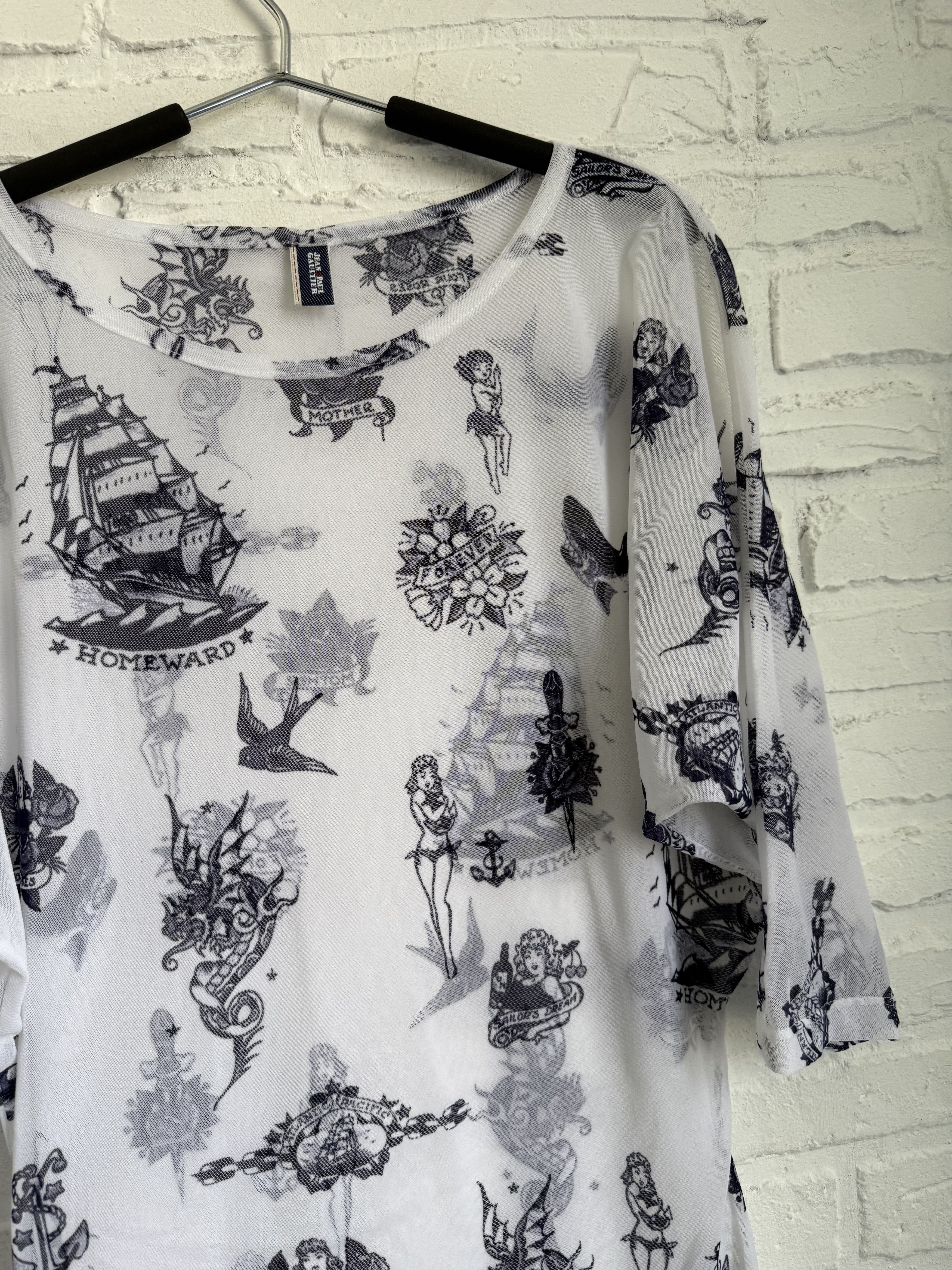 Jean Paul Gaultier Jean Paul Gaultier Archive Mesh Tattoo Nautical Print Top Size S / US 4 / IT 40 - 2 Thumbnail