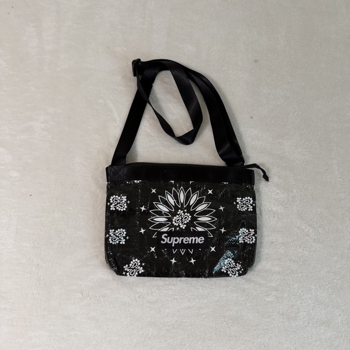 SS21 Supreme Bandana Tarp Side Bag - thefunkyskunk.ie
