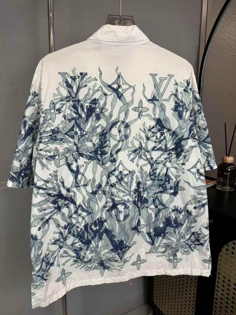 Louis Vuitton Louis Vuitton White Blue Seaweed Full Print Shirt Short Sle Size US L / EU 52-54 / 3 - 2 Thumbnail