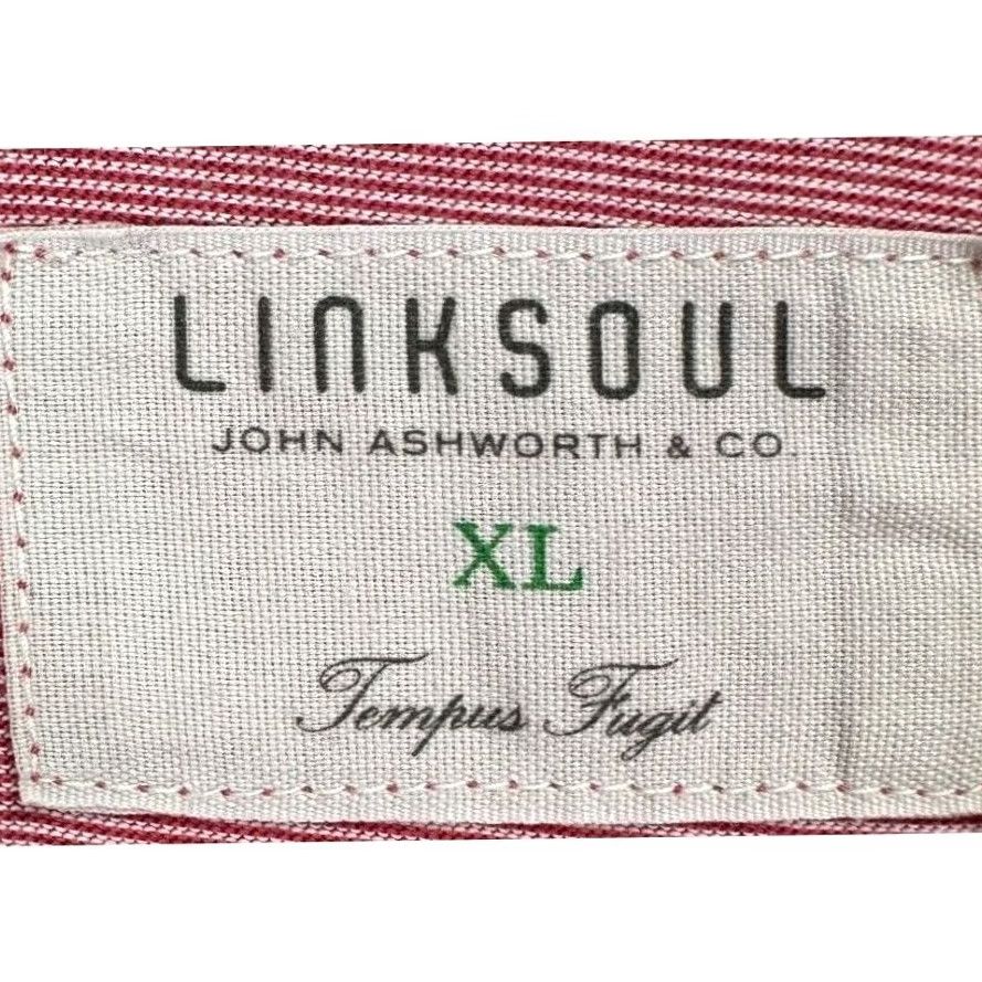 Vintage Linksoul Polo Shirt Men XL Striped Pink Tempus Fugit Button-Down Collared Short Sleeve 100% Cotton Golf Casual Activewear Size US XL / EU 56 / 4 - 3 Thumbnail