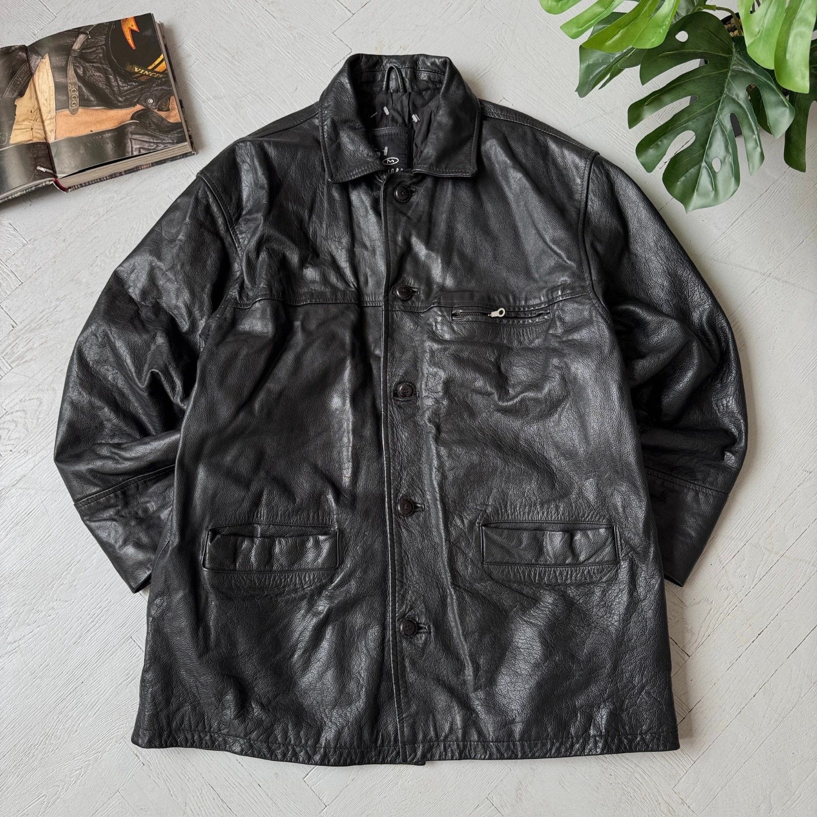 Vintage Vintage Real Leather Collared Gangster Jacket Car Coat Size US L / EU 52-54 / 3 - 1 Thumbnail