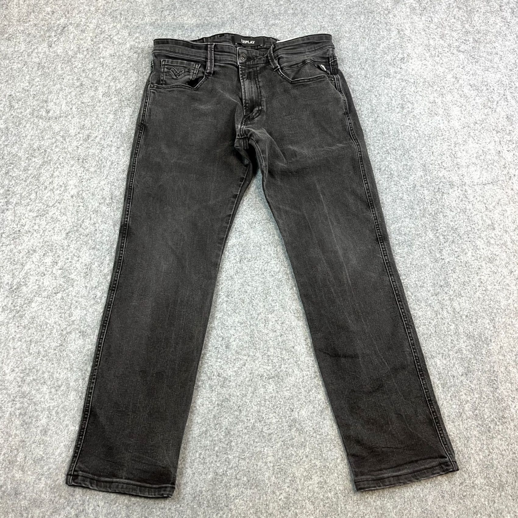 Replay Replay Jeans Slim Tapered 32 28 Grey Stretch Anbass Mens Regular Waist 32 Denim Cotton Polyester Modal 5-Pocket Comfort Pockets Vintage No Size US 32 / EU 48 - 2 Thumbnail