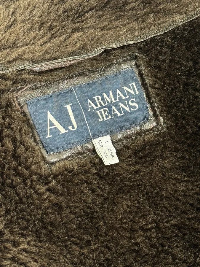 Armani Armani Brown Shearling Collar Faux Leather Buttoned Jacket Size US L / EU 52-54 / 3 - 11 Thumbnail