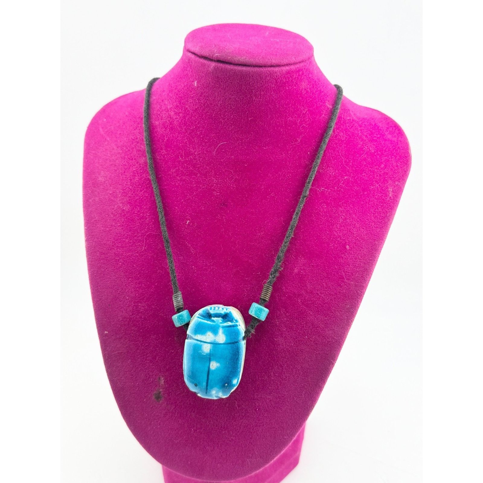Vintage Vintage Egyptian Revival blue stone scarab necklace Size ONE SIZE - 1 Thumbnail