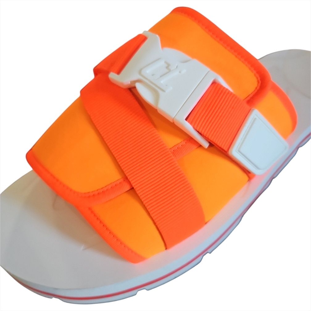 Christian Louboutin Neon Orange Slide Sandals Size US 11 / EU 44 - 4 Thumbnail