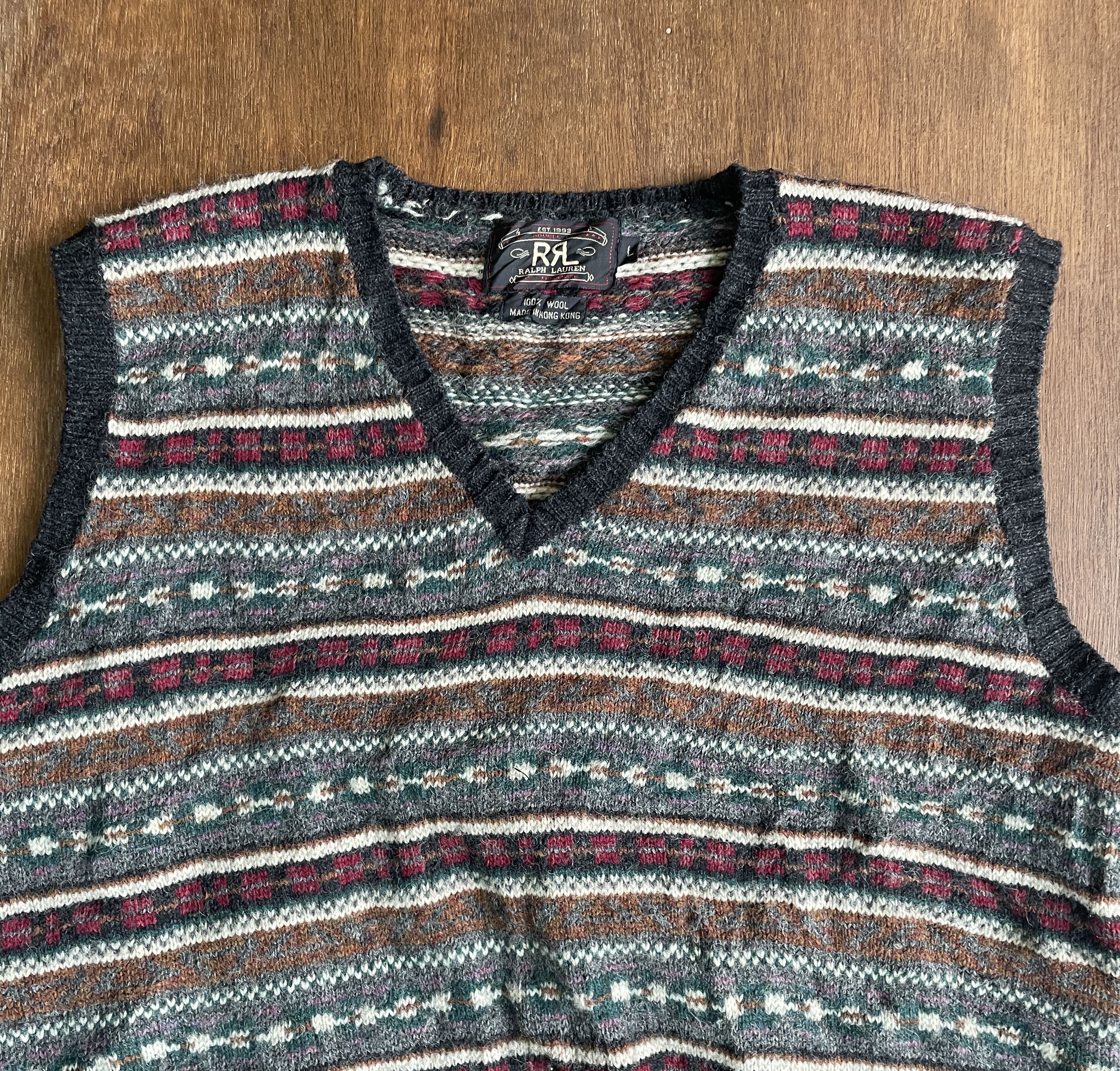 Ralph Lauren Ralph Lauren Fair Isle Knit Sweater Vest V-Neck Vintage Size US L / EU 52-54 / 3 - 2 Thumbnail
