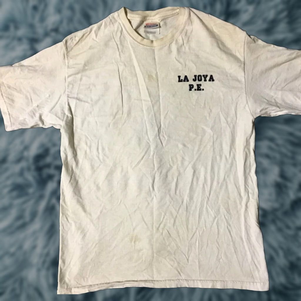 Hanes Vtg La Joya PE Shirt M White 90s Grunge Sports USA Football Basketball Baseball Logo Nike? Size US M / EU 48-50 / 2 - 1 Thumbnail