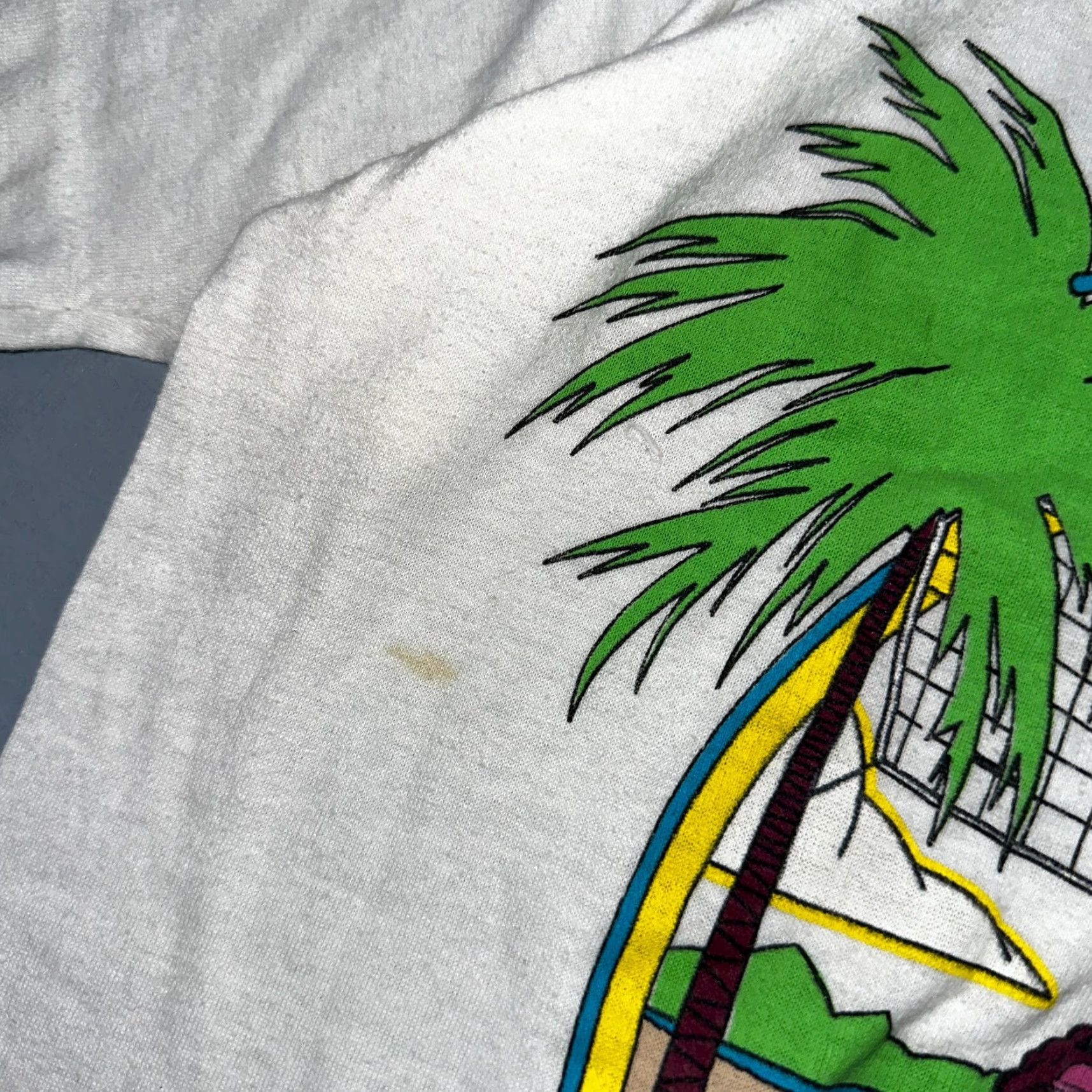 Vintage 1988 The California Raisins VTG T Shirt Beach Party Volleyball Palm Trees 80s Men L White Crew Neck Short Sleeve Vintage Graphic Print Size Regular Size US L / EU 52-54 / 3 - 3 Thumbnail