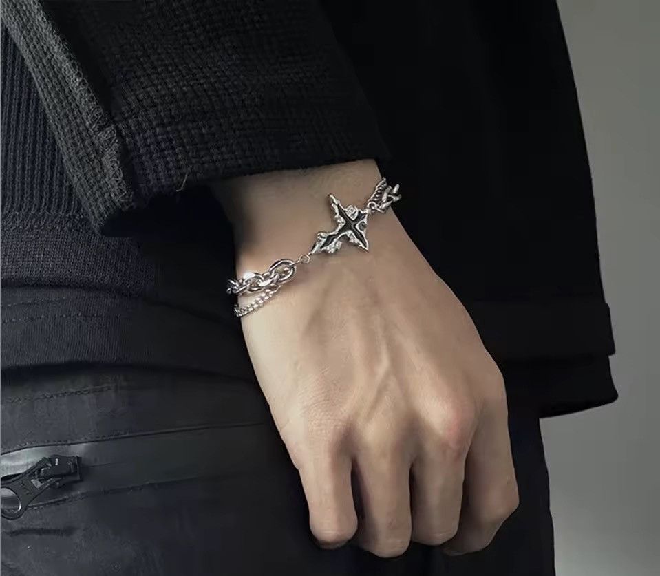 Jewelry Gothic Punk Cross Chain Bracelet Size ONE SIZE - 3 Thumbnail