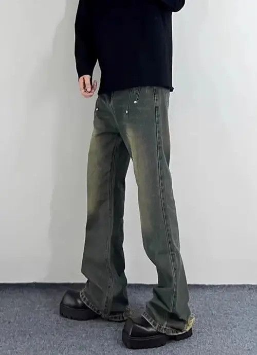 Japanese Brand × Jean Vintage distressed studded wide-leg jeans Size US 32 / EU 48 - 2 Thumbnail