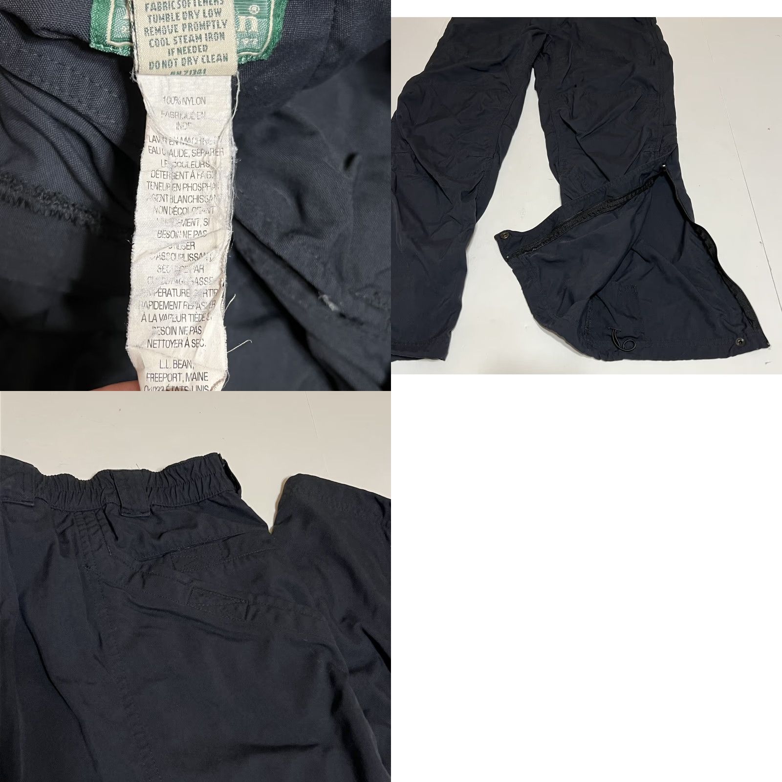 Vintage LL Bean Hiking Pants Nylon Windbreaker Dark Blue Elastic Waist 32x28 M Regular Mens Outdoors Nylon Zip PANTS Size US 31 - 8 Thumbnail