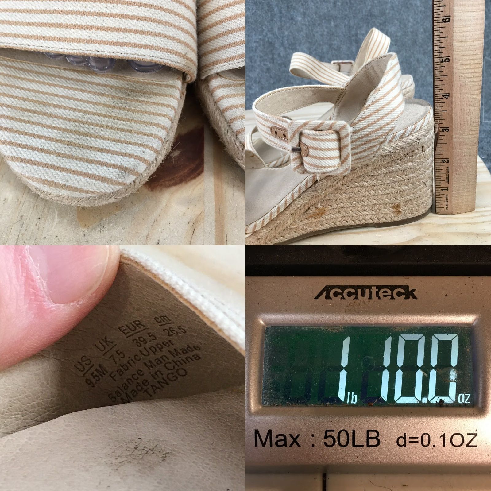 Vintage LifeStride Sandals Womens 9.5 Beige Espadrille Ankle Straps Wedge Casual Sandal Size US 10 / IT 40 - 10 Thumbnail