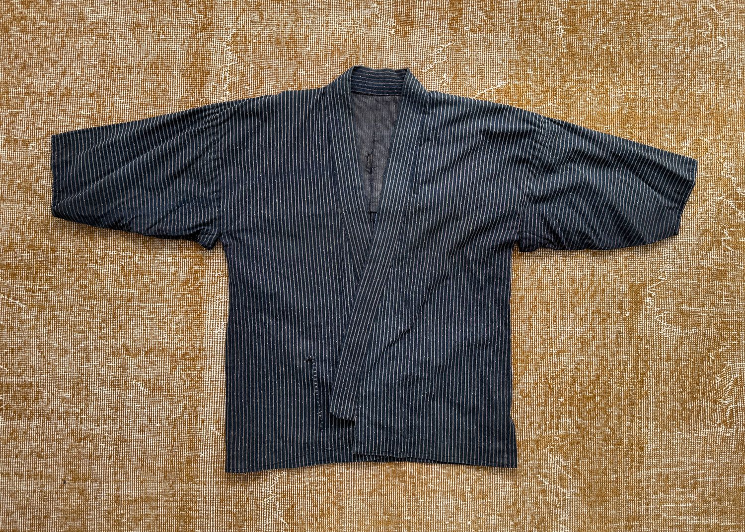 Vintage Vintage Japanese Mid-sleeved Kimono Hanten Striped Indigo Size US S / EU 44-46 / 1 - 2 Thumbnail