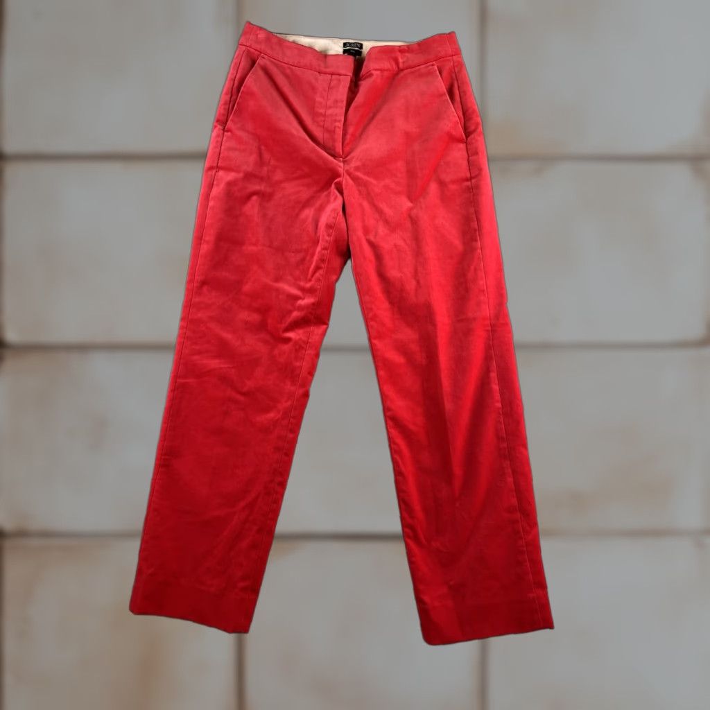 J.Crew J.CREW Kate Stretch Velvet Red Straight-Leg Pant Size 2 Women Dress Pants Regular Inseam 27 in Vintage No Size 26" / US 2 / IT 38 - 1 Thumbnail