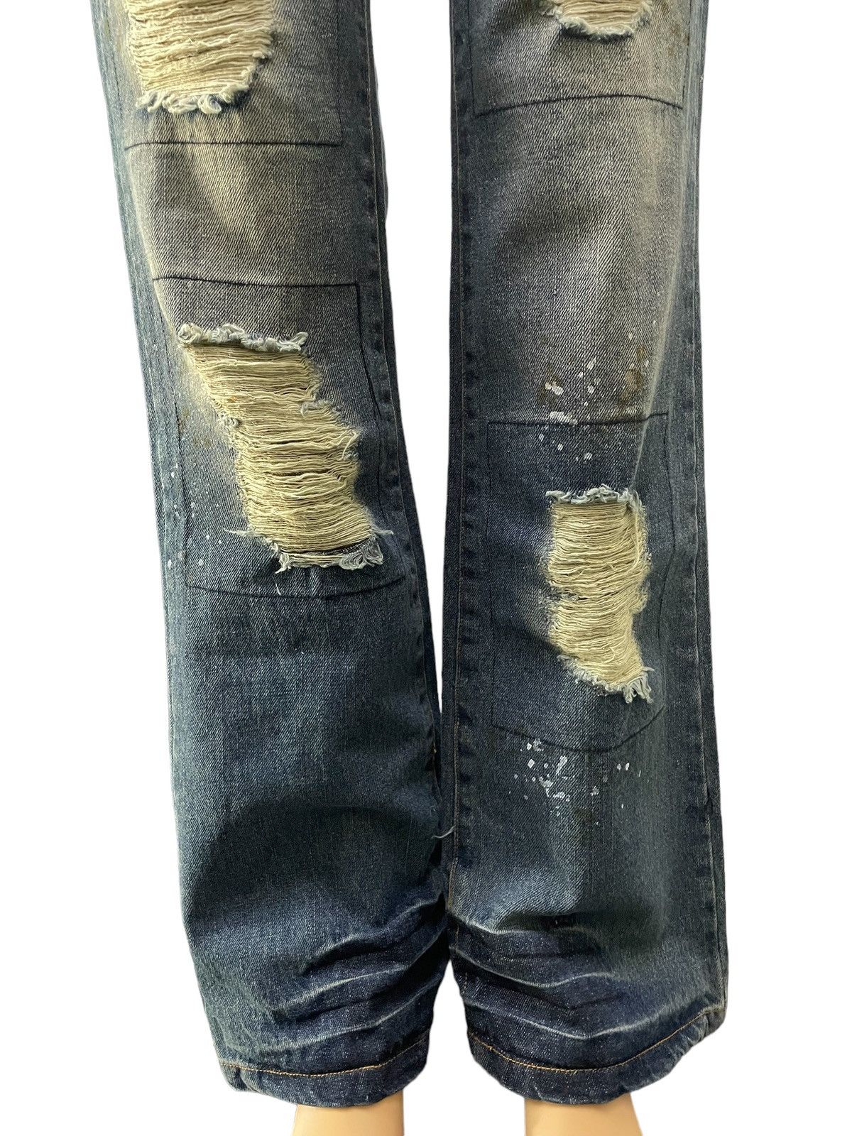 Zaero sail Japan Patch Work Distressed Dirty Blue Wash Jeans