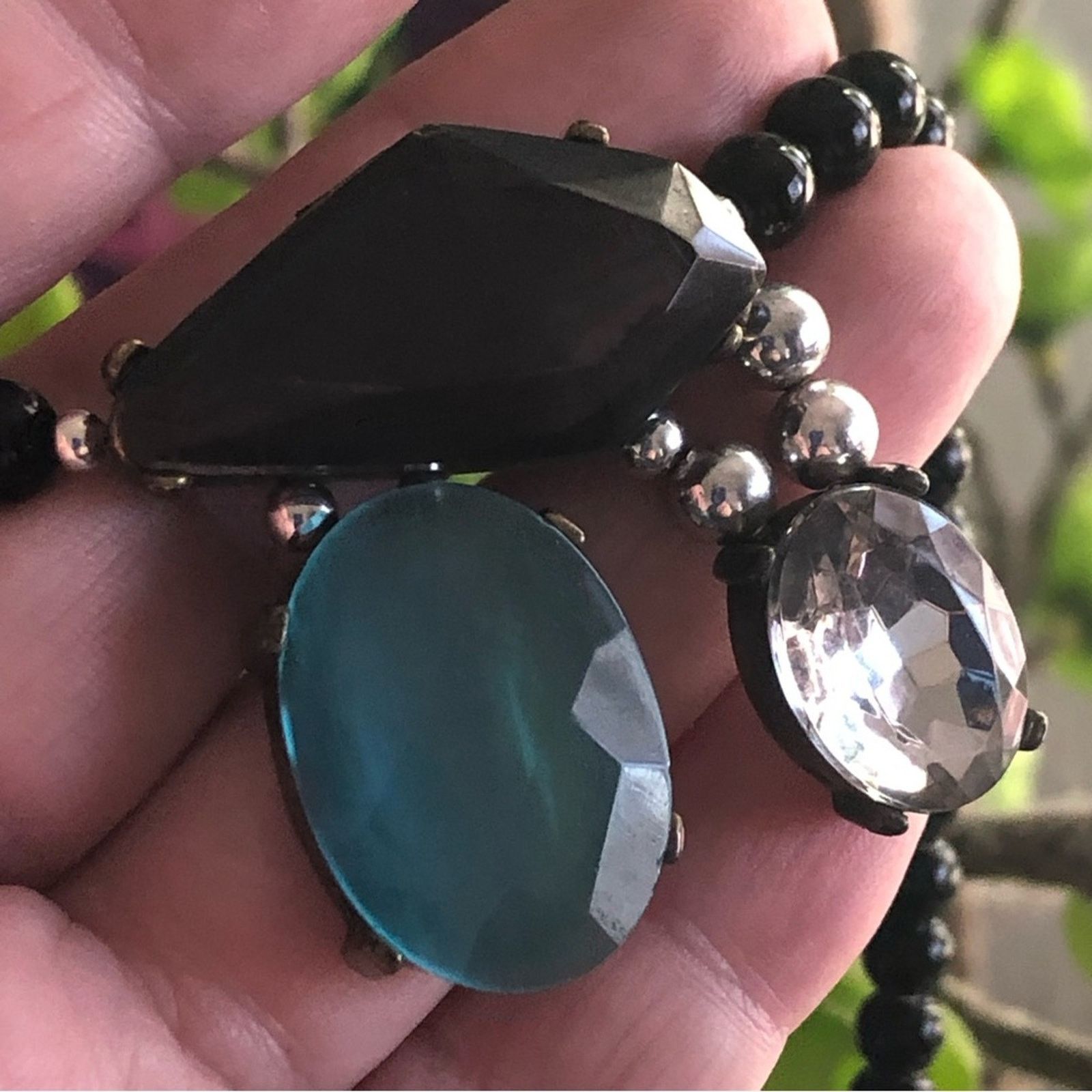 Handmade Handcrafted repurpose faceted stone Pearl necklace Size ONE SIZE - 9 Thumbnail