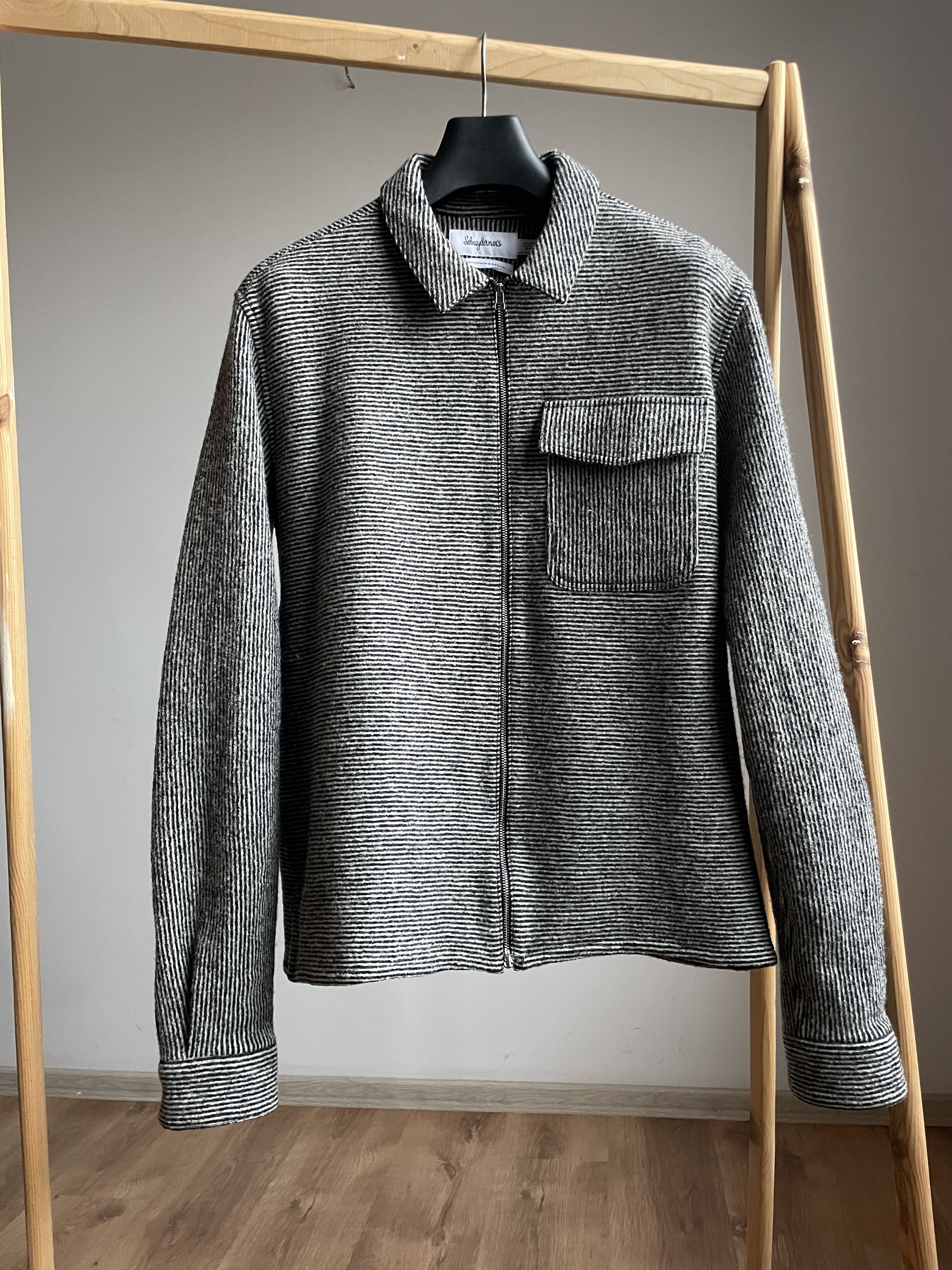 Schnaydermans Schnaydermans Striped Wool Zip Overshirt Jacket Size 41-42 Size US XL / EU 56 / 4 - 1 Thumbnail