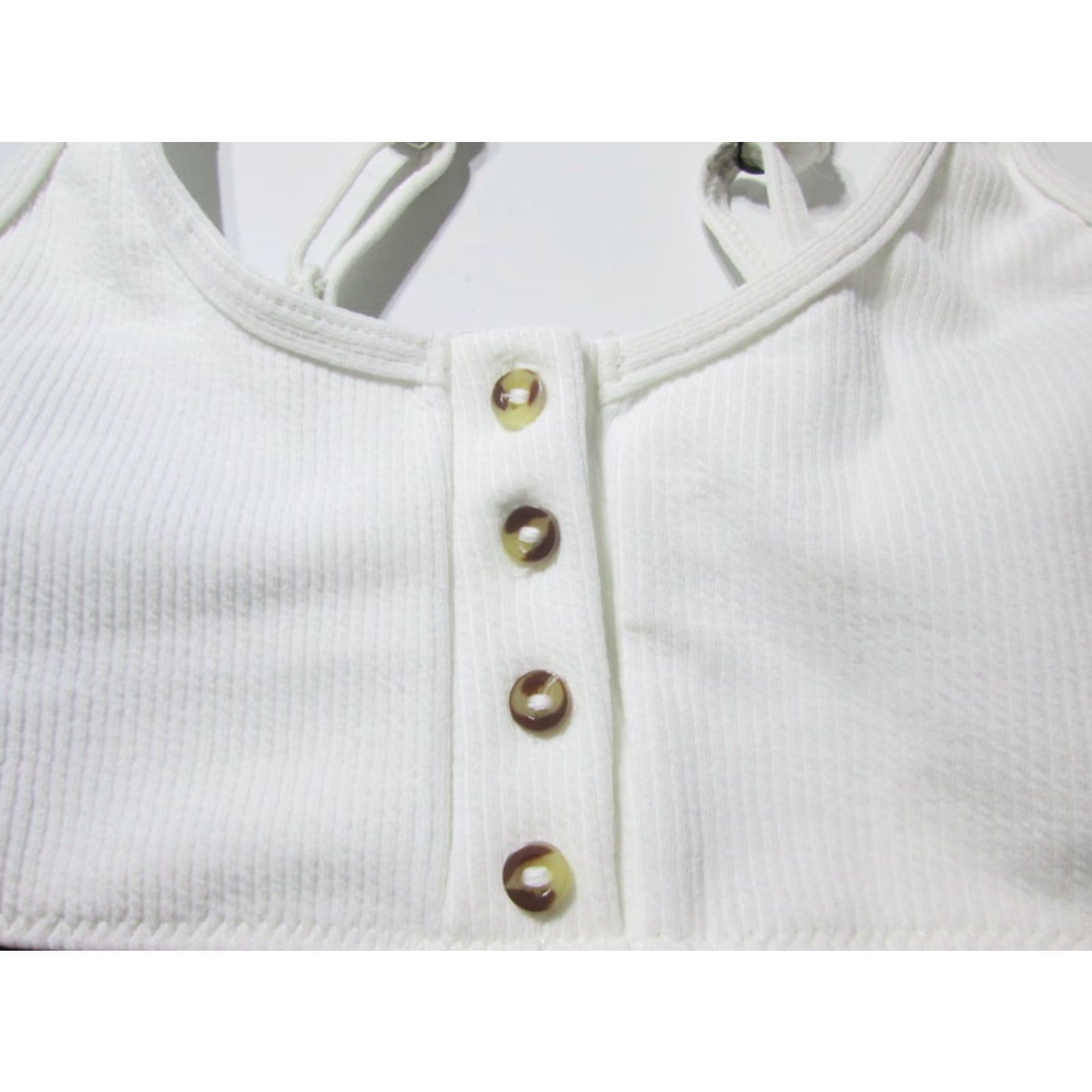 ZAFUL Zaful Womens Top 6 White Bralette Lined Button Front Ribbed Swim Bralette Size M / US 6-8 / IT 42-44 - 3 Thumbnail