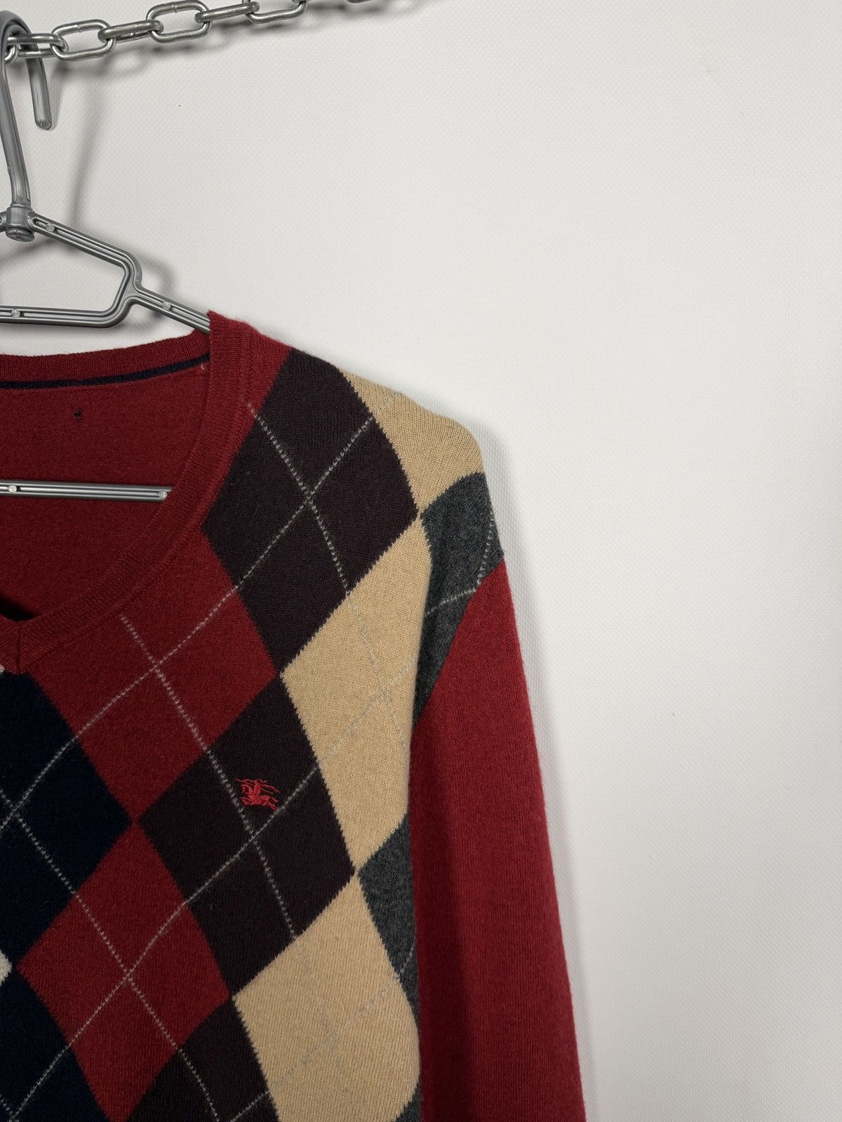 Burberry Men’s Burberry Argyle Wool V-Neck Sweater Pullover Size M-L Size US M / EU 48-50 / 2 - 2 Thumbnail