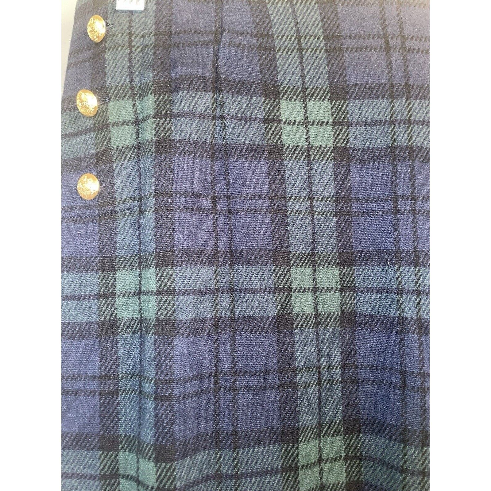 Ralph Lauren RALPH LAUREN Plaid Jacquard Pencil Skirt Gold Button Tartan Size 27" / US 4 / IT 40 - 6 Thumbnail