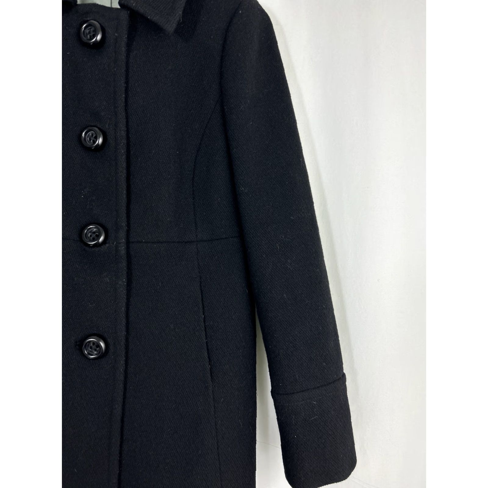 J.Crew J Crew Womens Size 0 Black Wool Dress Lined Pea Coat Knee Length Coat Womens 0 Black Wool Pea Coat Lined Dress Knee Length Size XS / US 0-2 / IT 36-38 - 4 Thumbnail