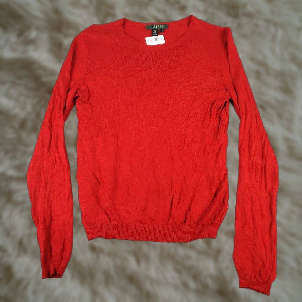 Ralph Lauren Ralph Lauren Sweater Womens Medium Red Knit Pullover Long Sleeve Crew Neck Casual Sports Size M / US 6-8 / IT 42-44 - 1 Thumbnail