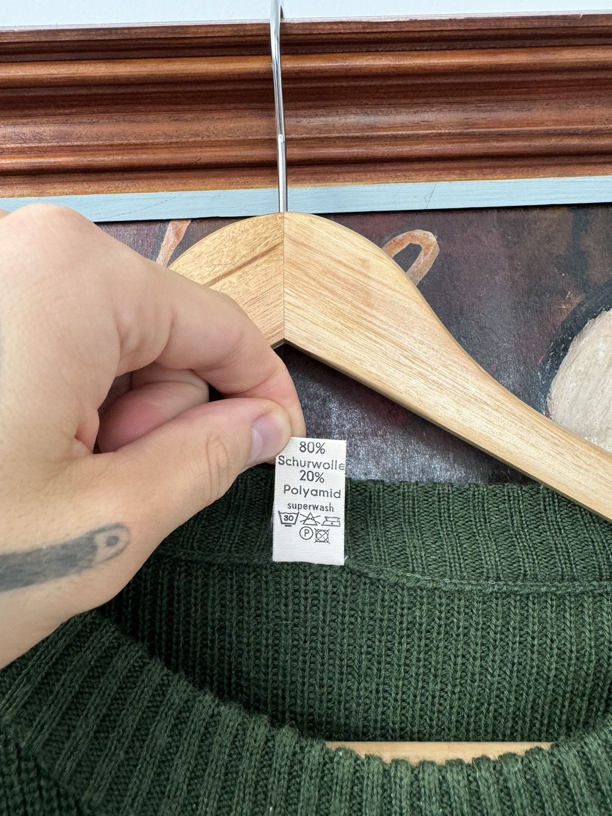 Vintage Avant Garde Polizei Knit Sweater German Police Wool Green Size US M / EU 48-50 / 2 - 5 Thumbnail