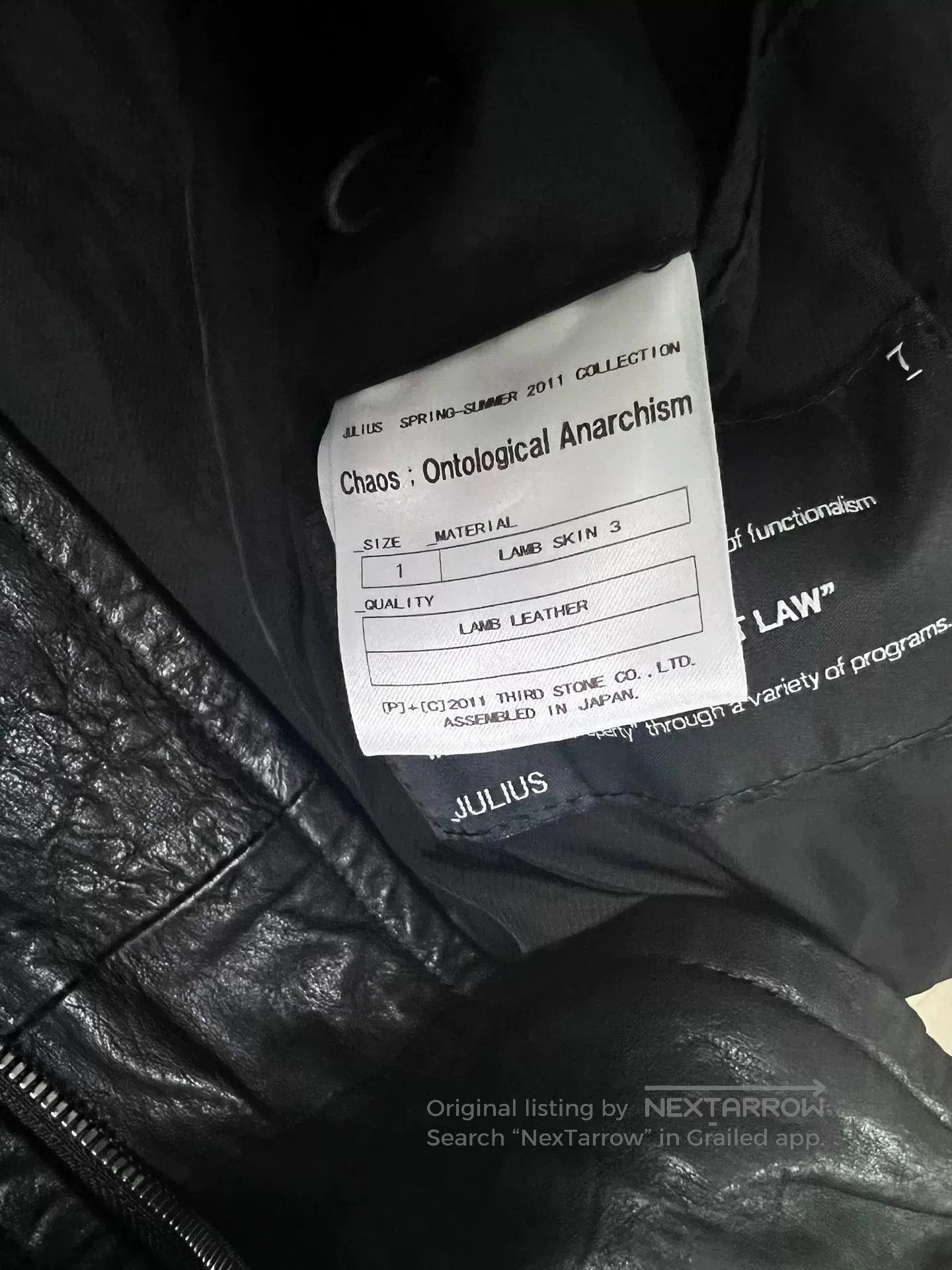 Julius Julius_7 Black High Neck Leather Jacket. Size US M / EU 48-50 / 2 - 5 Thumbnail