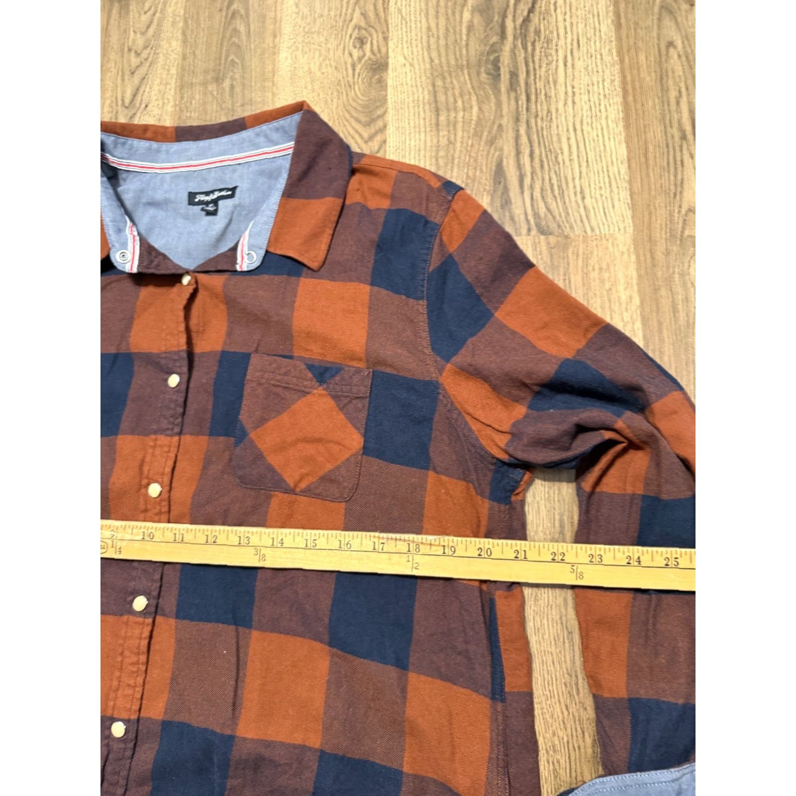 Flag & Anthem Flag & Anthem Shirt XL Men's Blue Orange Plaid Long Sleeve Button-Up Size XL / US 12-14 / IT 48-50 - 6 Thumbnail