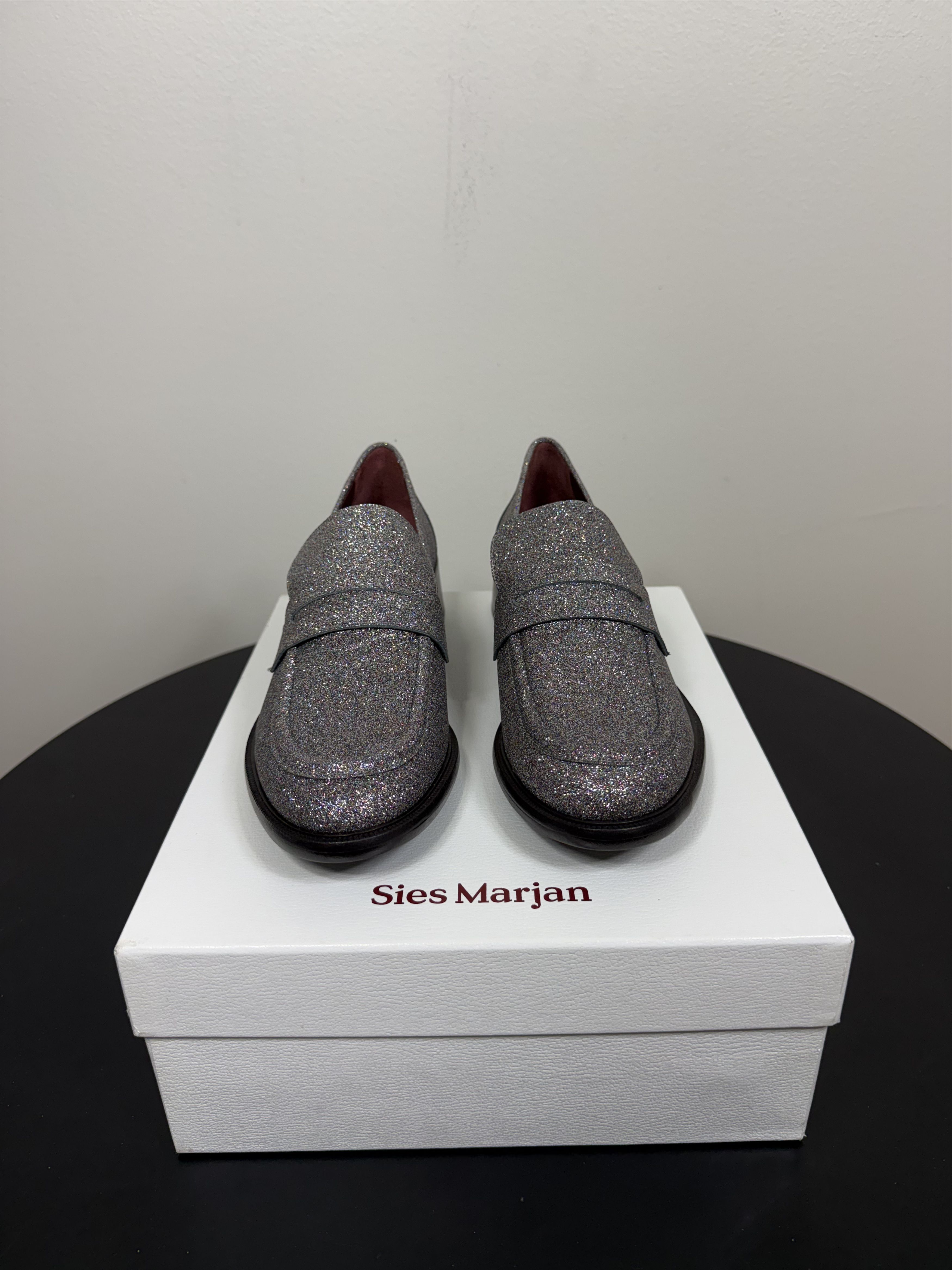 Sies Marjan Eddie Silver Glitter Loafer Size US 8 / IT 38 - 2 Thumbnail