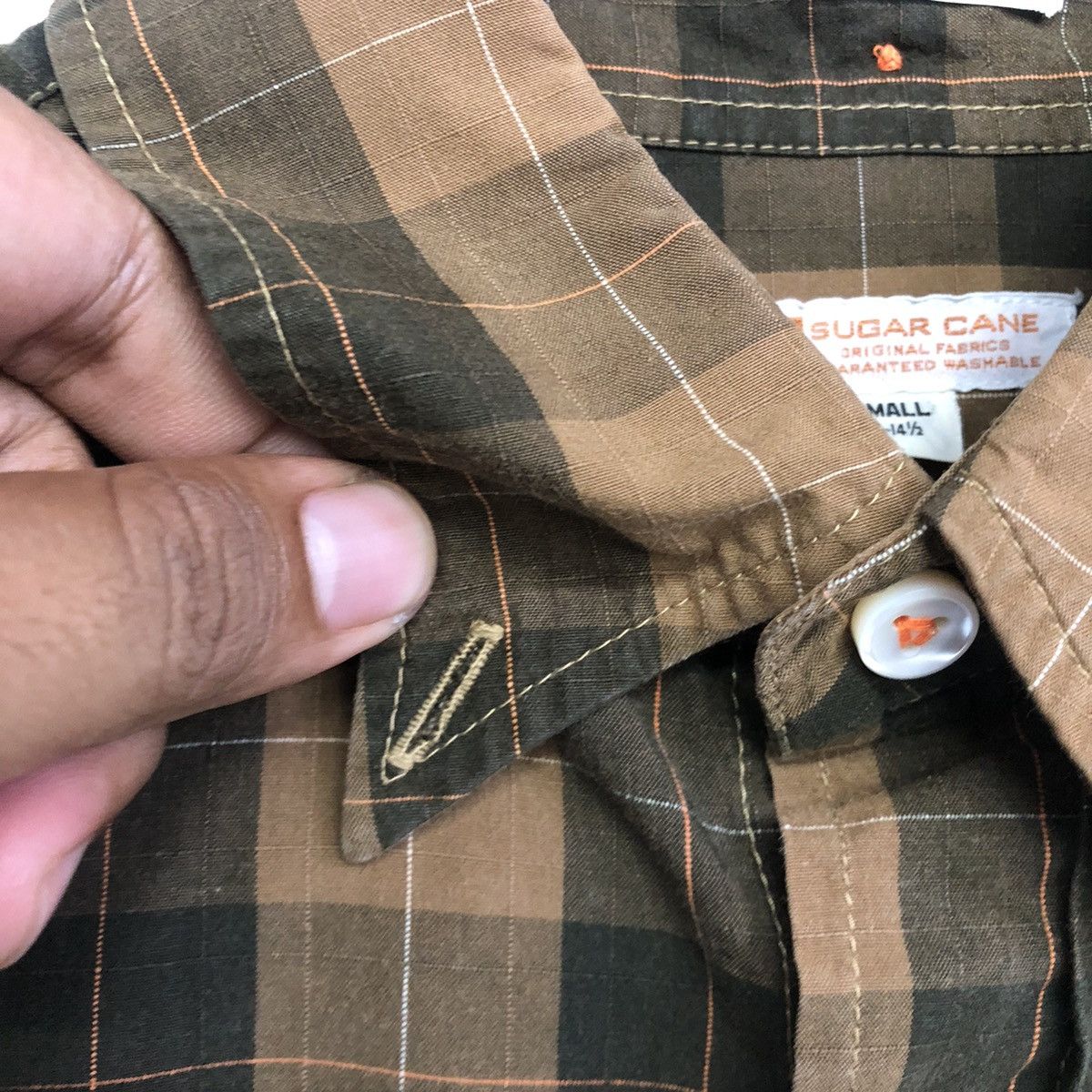 Sugar Cane Sugar Cane Checked Pattern Brown Button Shirt Size US S / EU 44-46 / 1 - 7 Thumbnail
