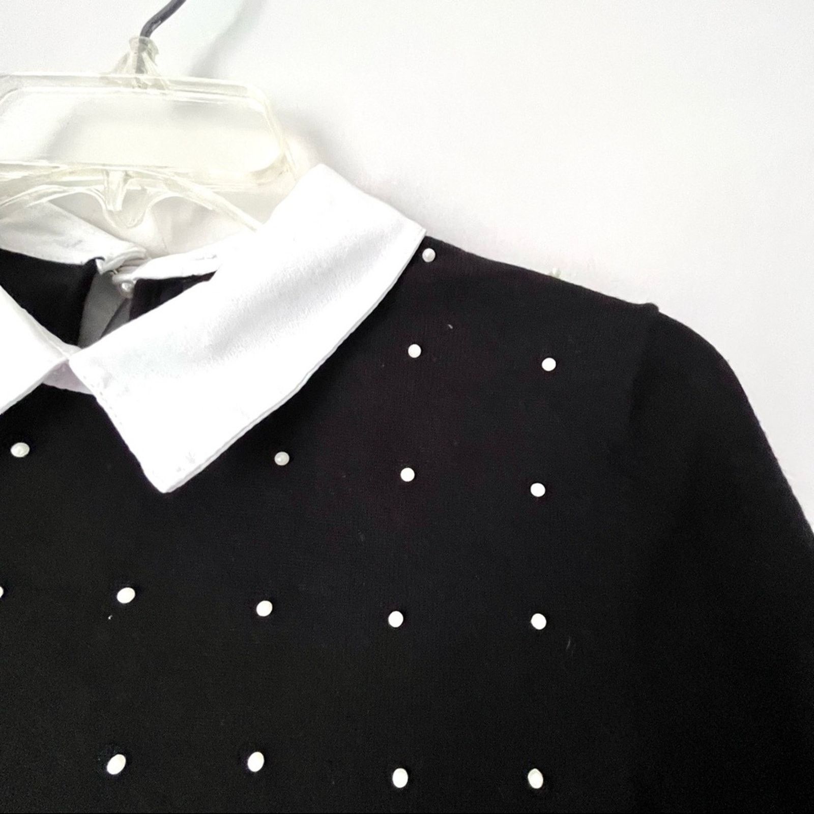 Karl Lagerfeld Karl Lagerfeld black knit pearl detail sweater size XS Size XS / US 0-2 / IT 36-38 - 2 Thumbnail