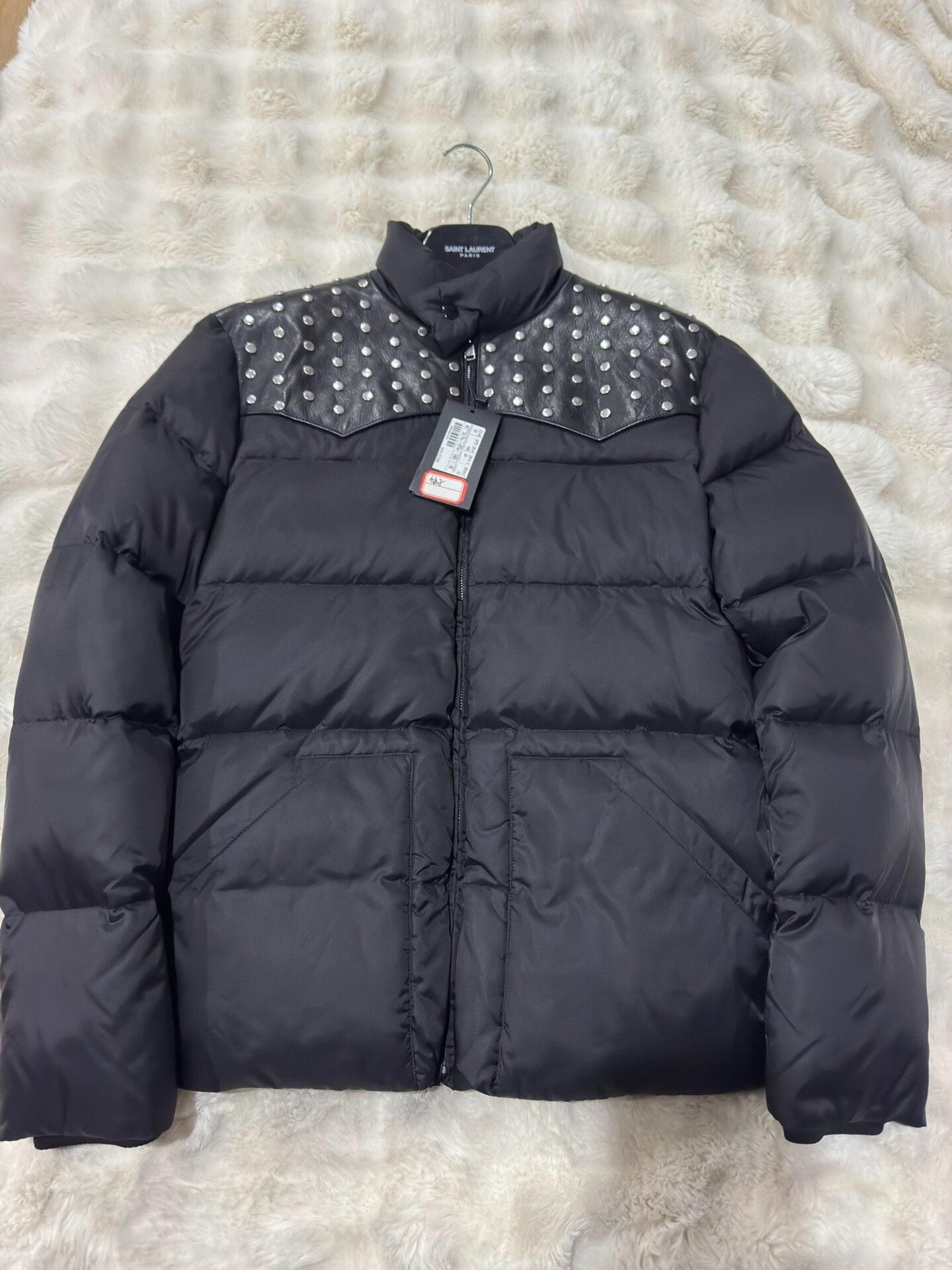 Saint Laurent YSL Rivet Leather Puffer Jacket