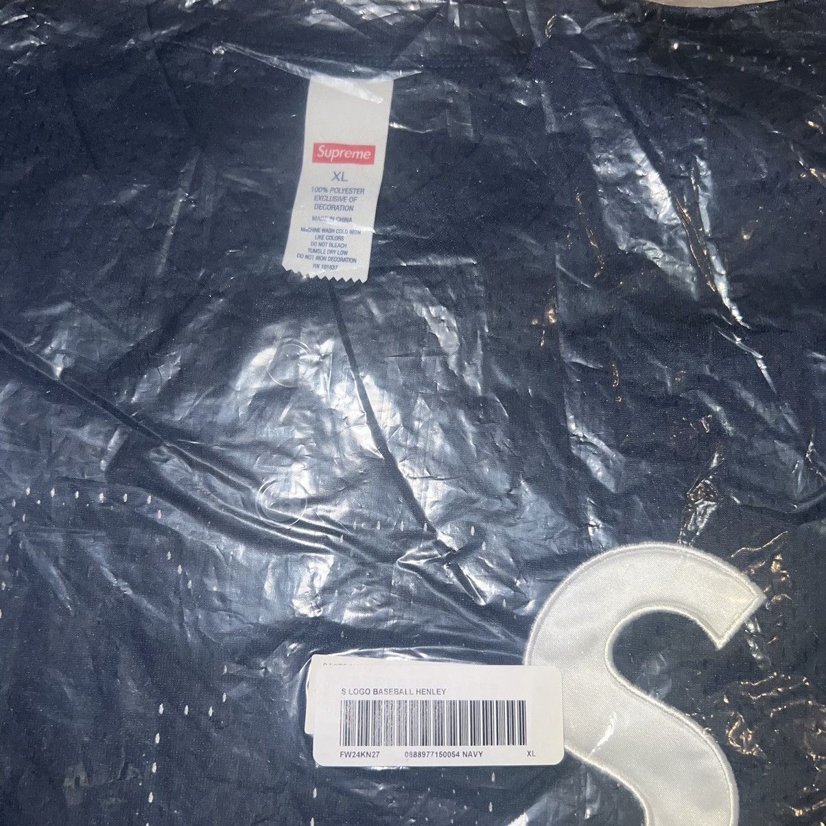 Supreme Supreme S Logo Baseball Henley Jersey Navy Size: XL | Grailed