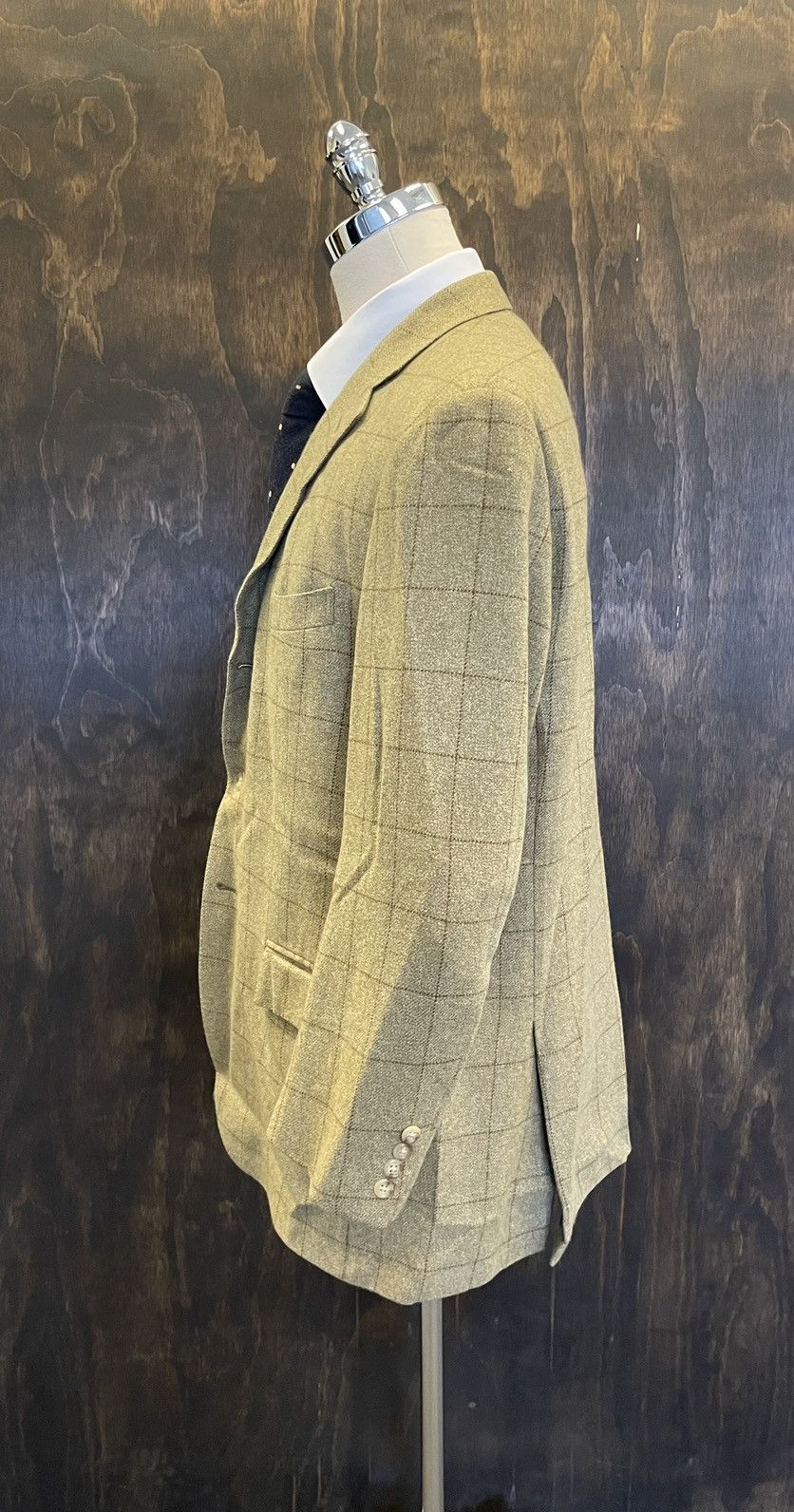 Polo Ralph Lauren × Vintage Windowpane Check Cashmere Jacket Size 46R - 3 Thumbnail